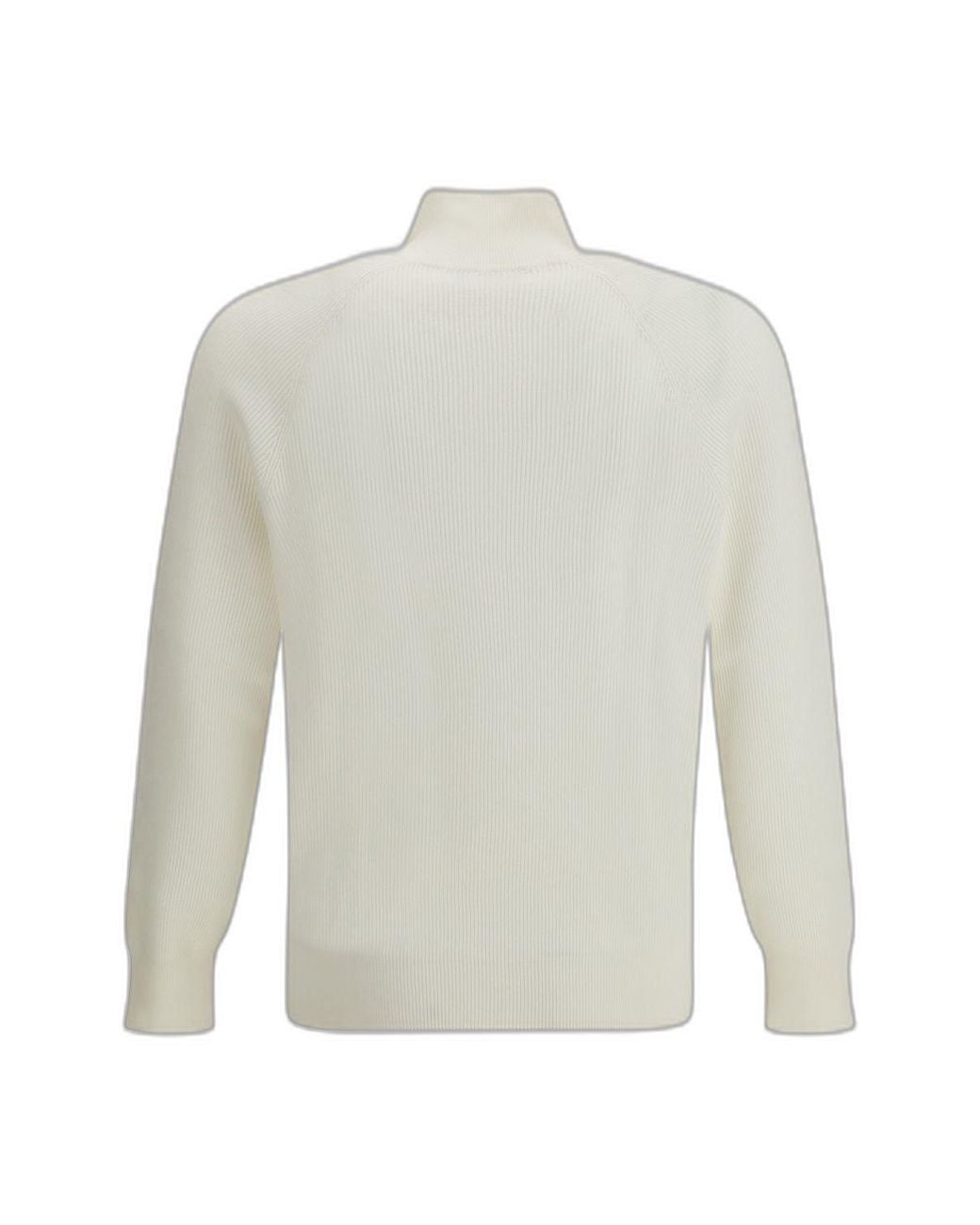 Brunello Cucinelli White Cotton Sweater With A High Neckline for men