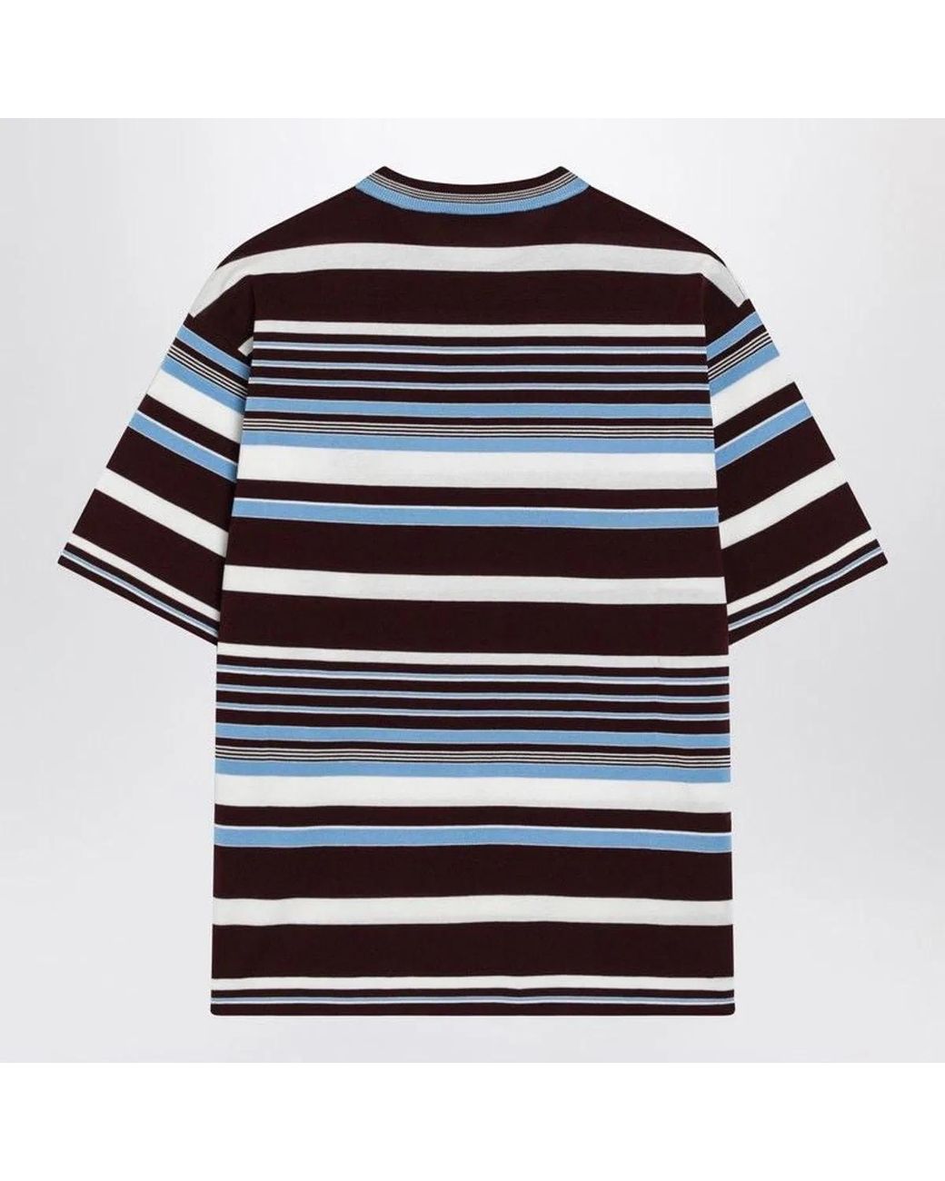 Prada Blue Amaranth And Light Striped Cotton Tshirt
