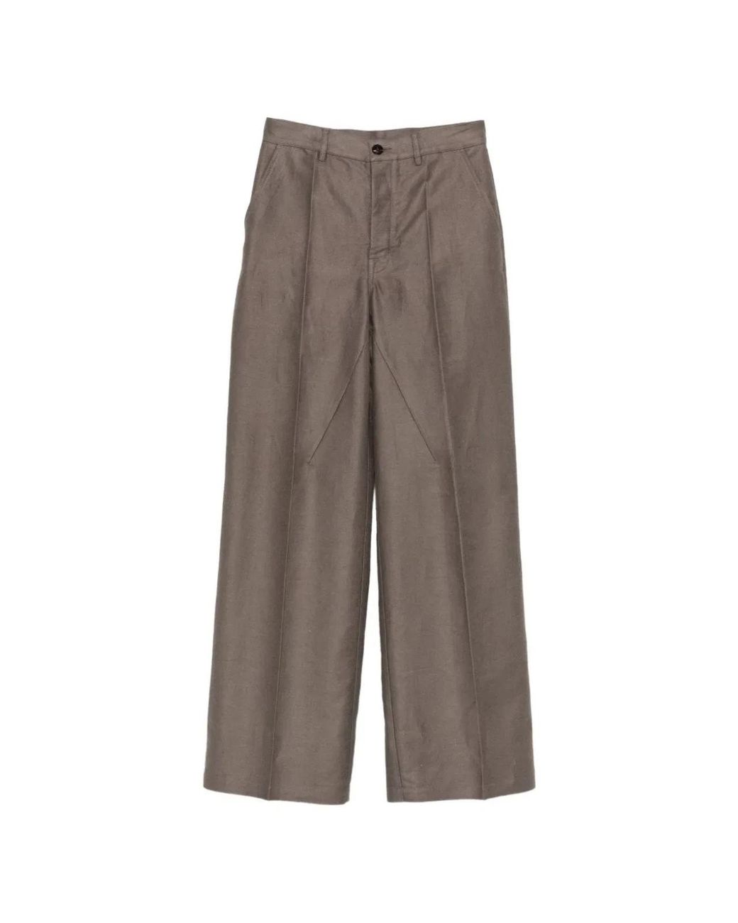 Rick Owens Brown Cotton Blend Wide-Leg Trousers