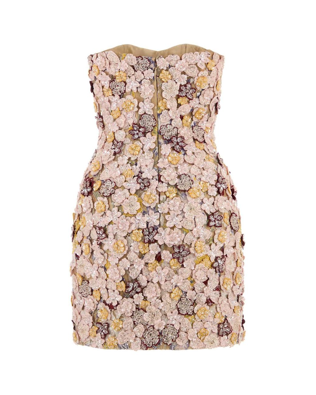 Costarellos Natural Embellished Tulle Sirra Mini Dress