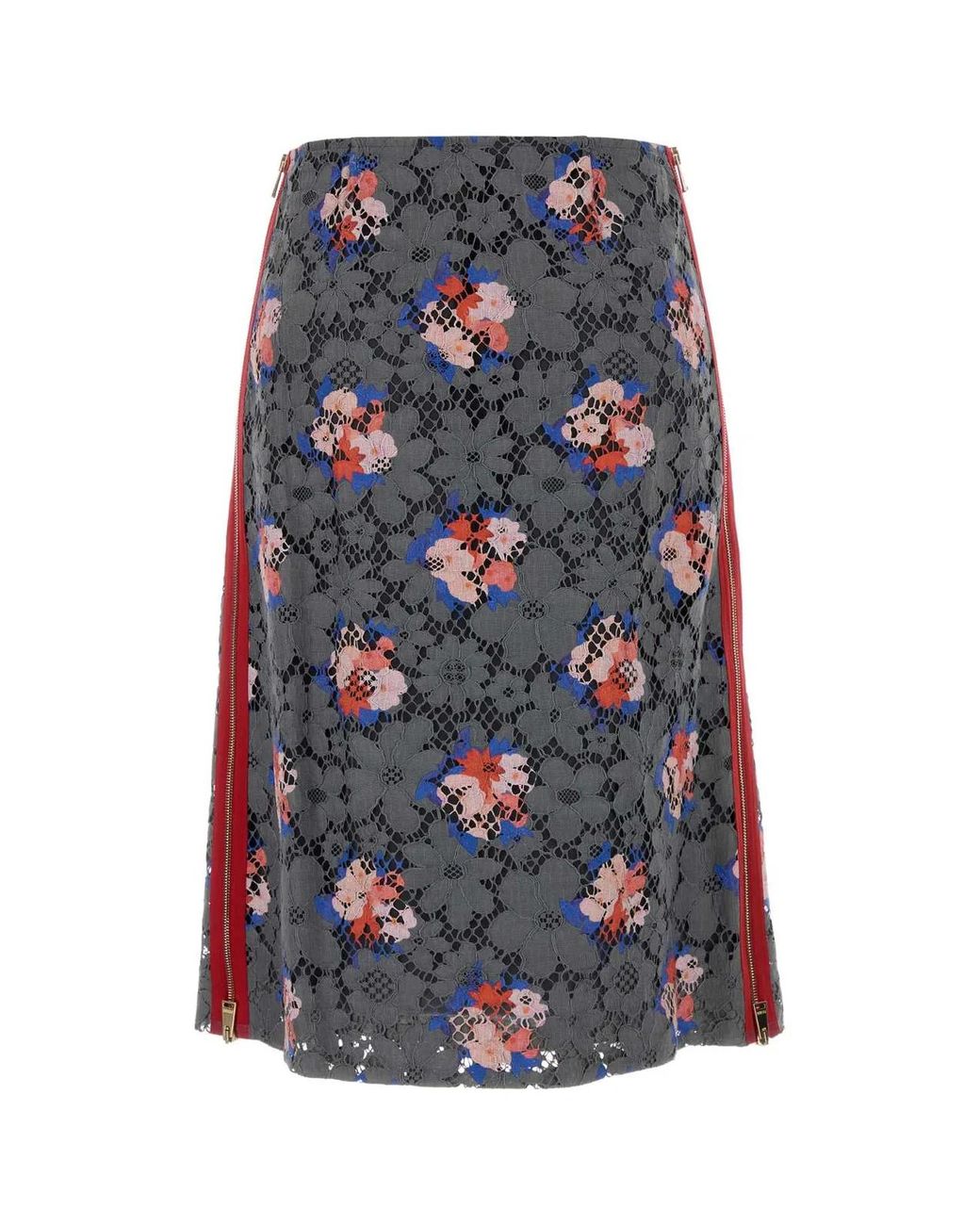 Fendi Gray Printed Lace Skirt