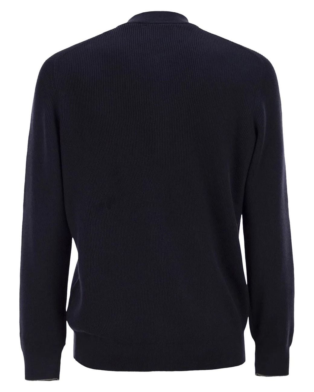 Brunello Cucinelli Blue Cotton Cardigan With Zip for men