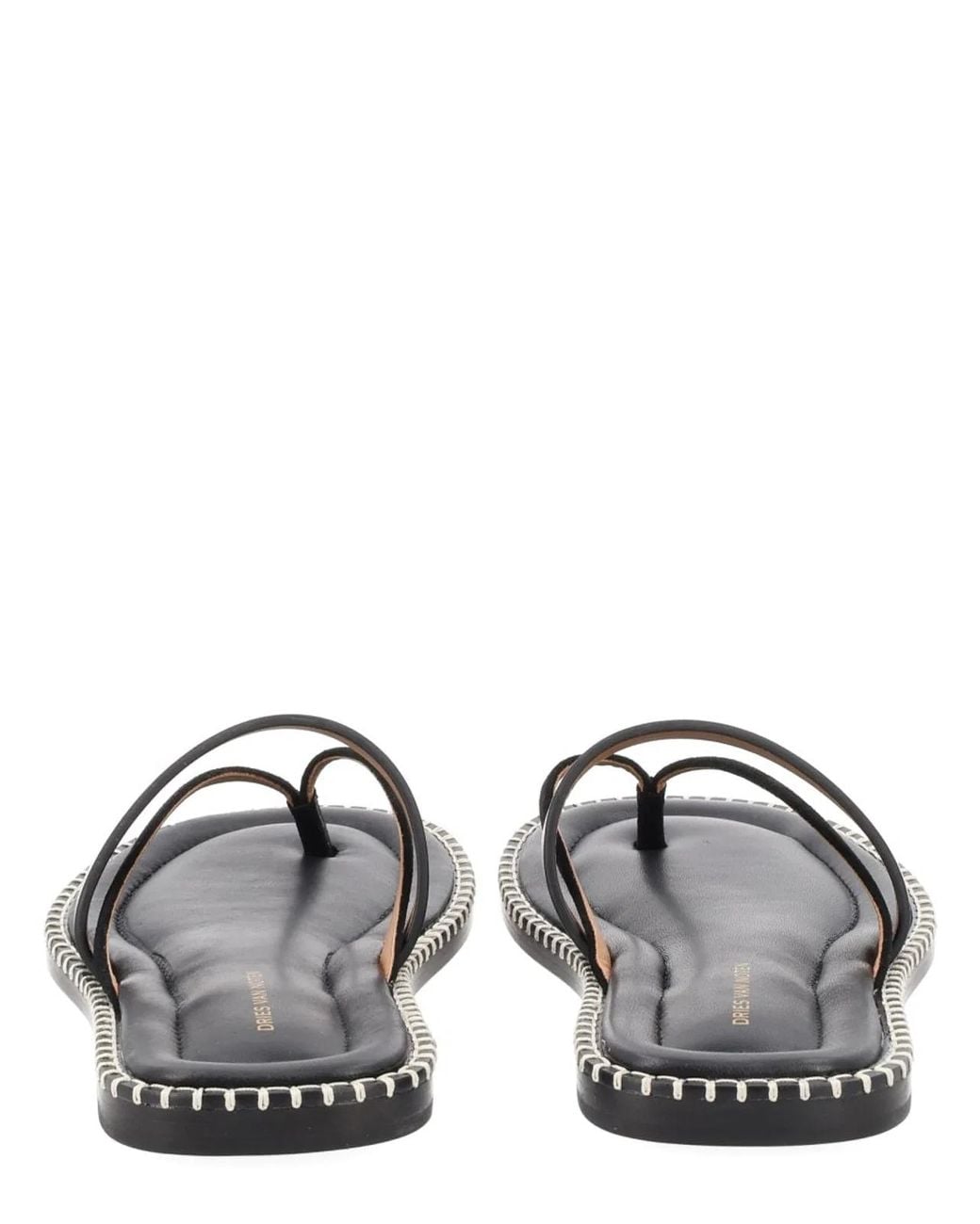 Dries Van Noten Black Leather Sandals for men