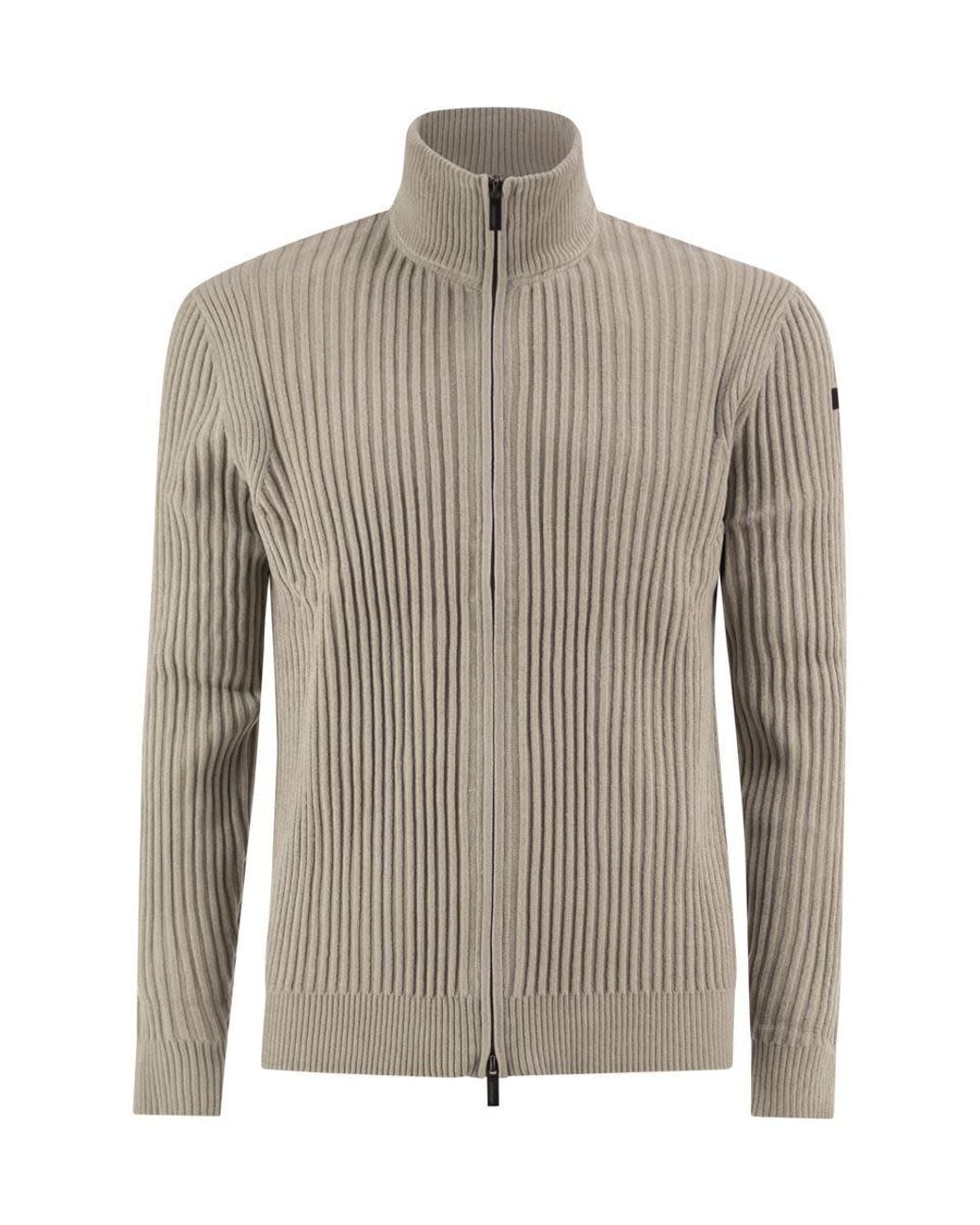 Rrd Gray Ribbed Zip-Up Cardigan for men