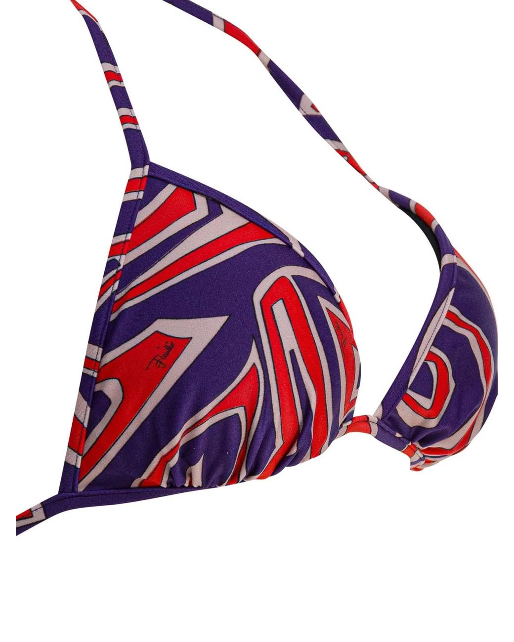 Emilio Pucci Red Labirinto Print Triangle Bikini Top