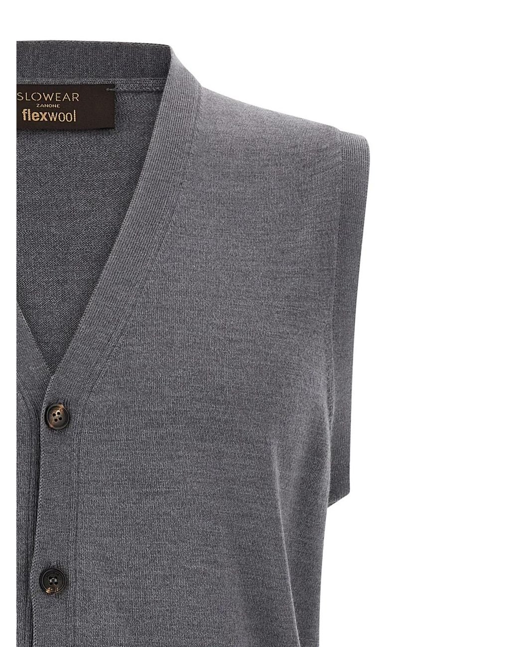 Zanone Gray Flexwool Vest for men