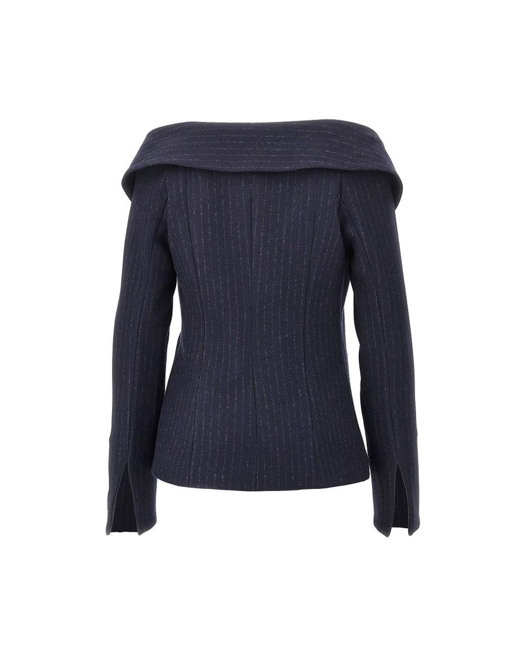Pinko Blue Pinstriped Flannel Single-Breasted Jacket