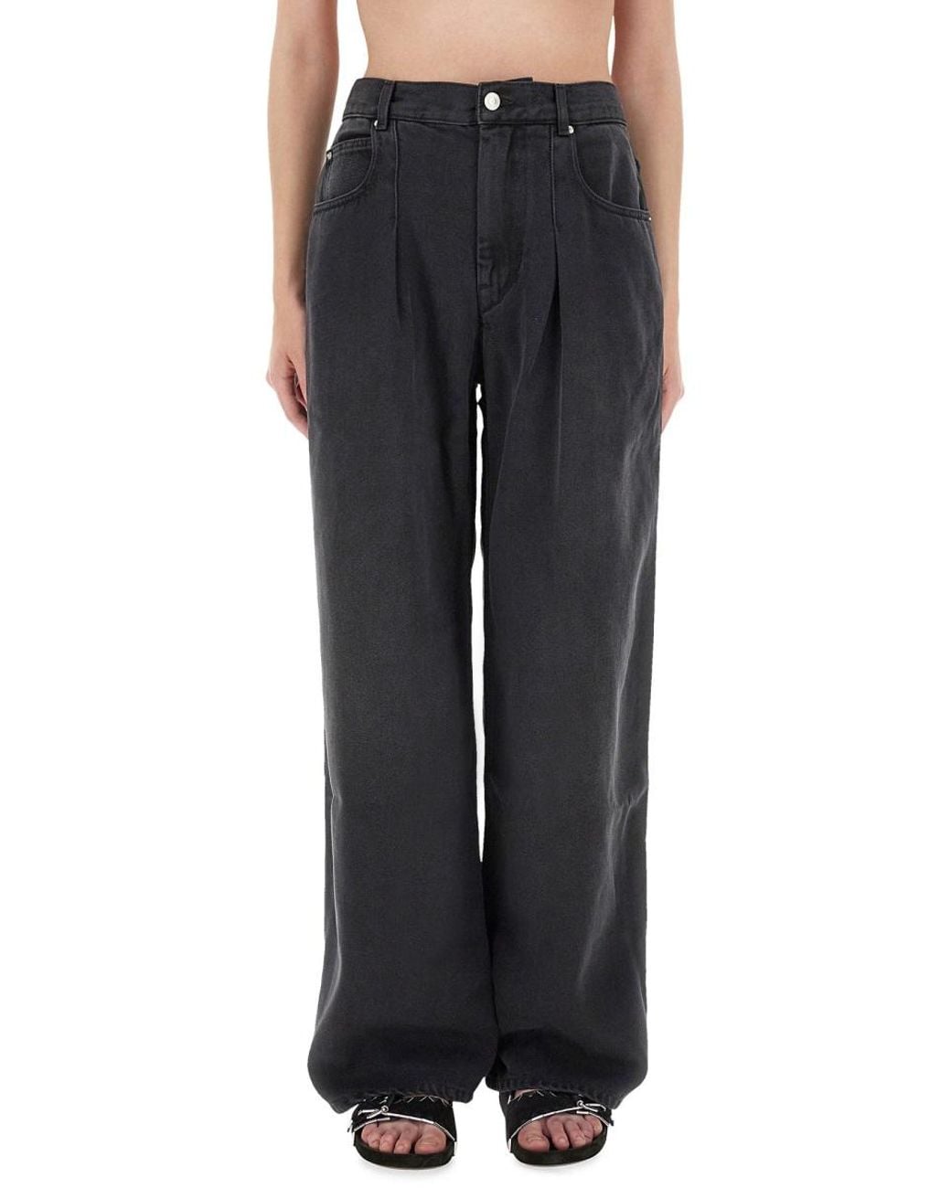 Isabel Marant Black Wide-Leg Denim Pants