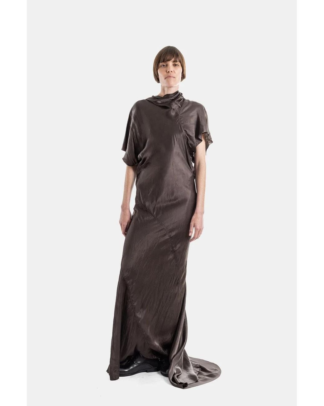 Rick Owens Multicolor Robe Longue En Cupro Satiné Drapé Seb Gown