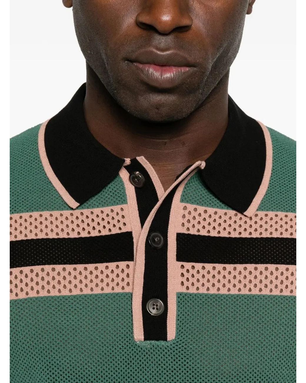 Dries Van Noten Green "Mercy Stripe" Polo Shirt for men