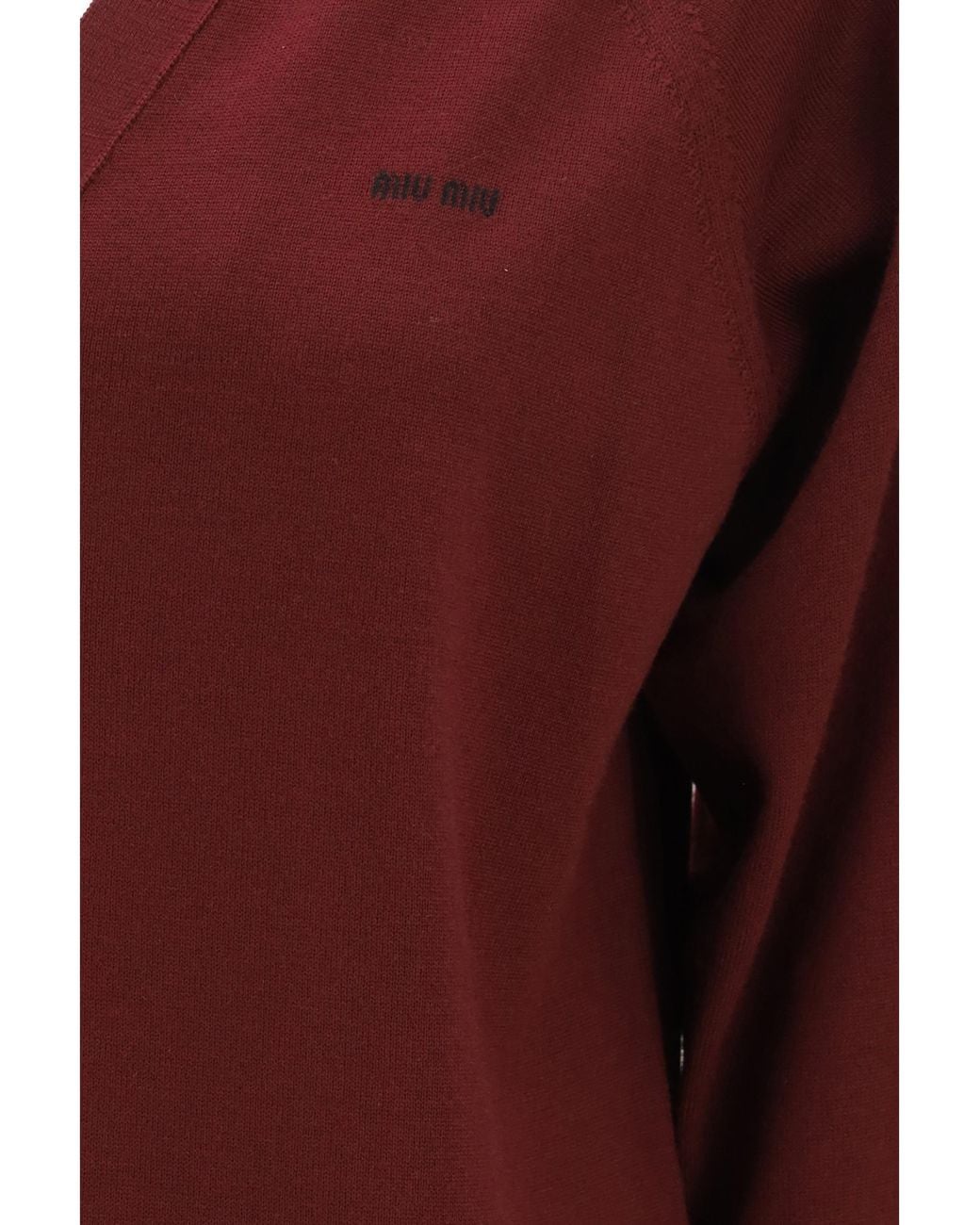 Miu Miu Red Virgin Wool Cardigan With A Collar
