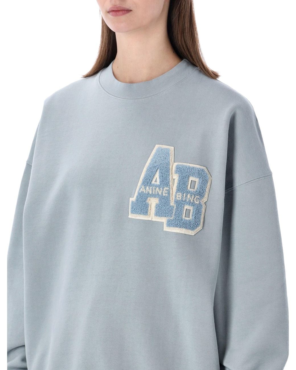 Anine Bing Blue Miles Oversized Letterman Sweatshirt