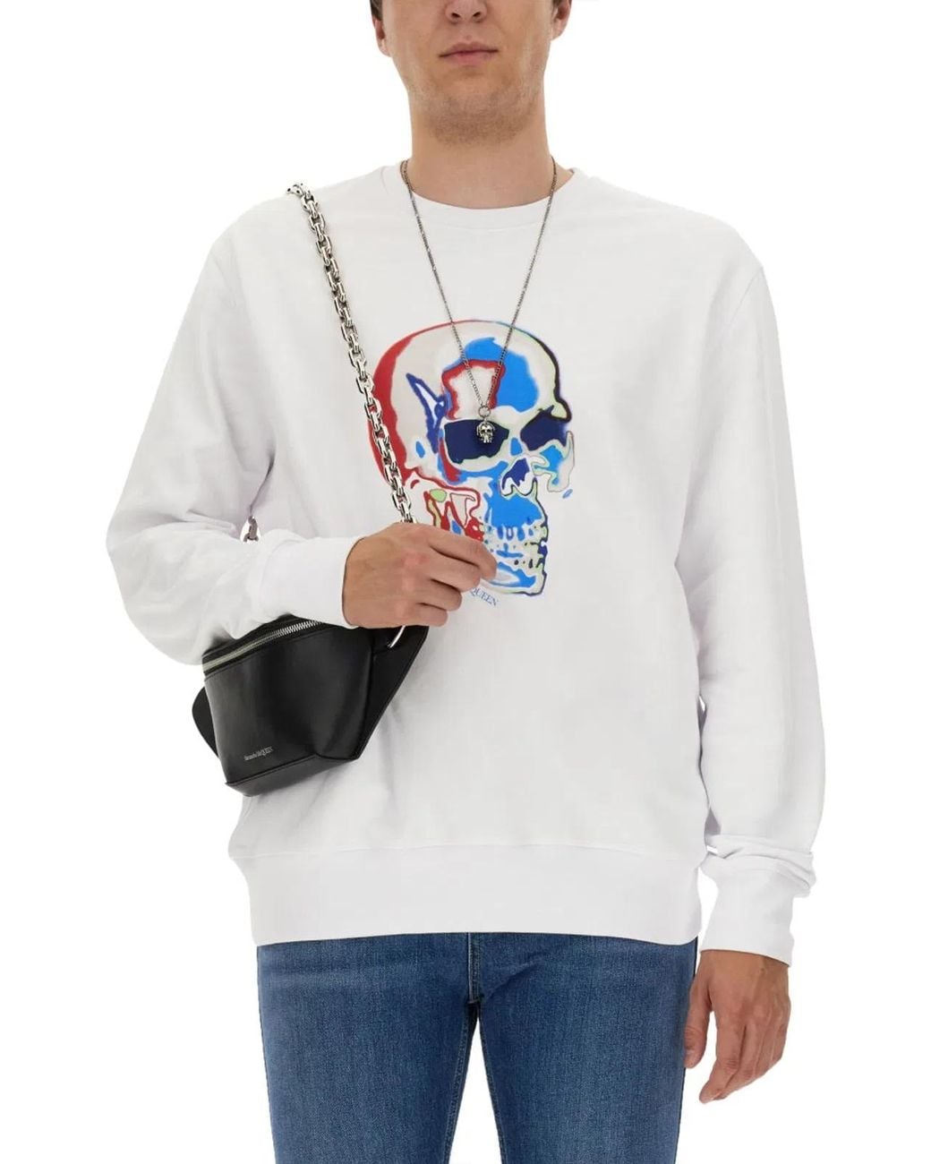 McQueen White Skull Sweatshirt for men