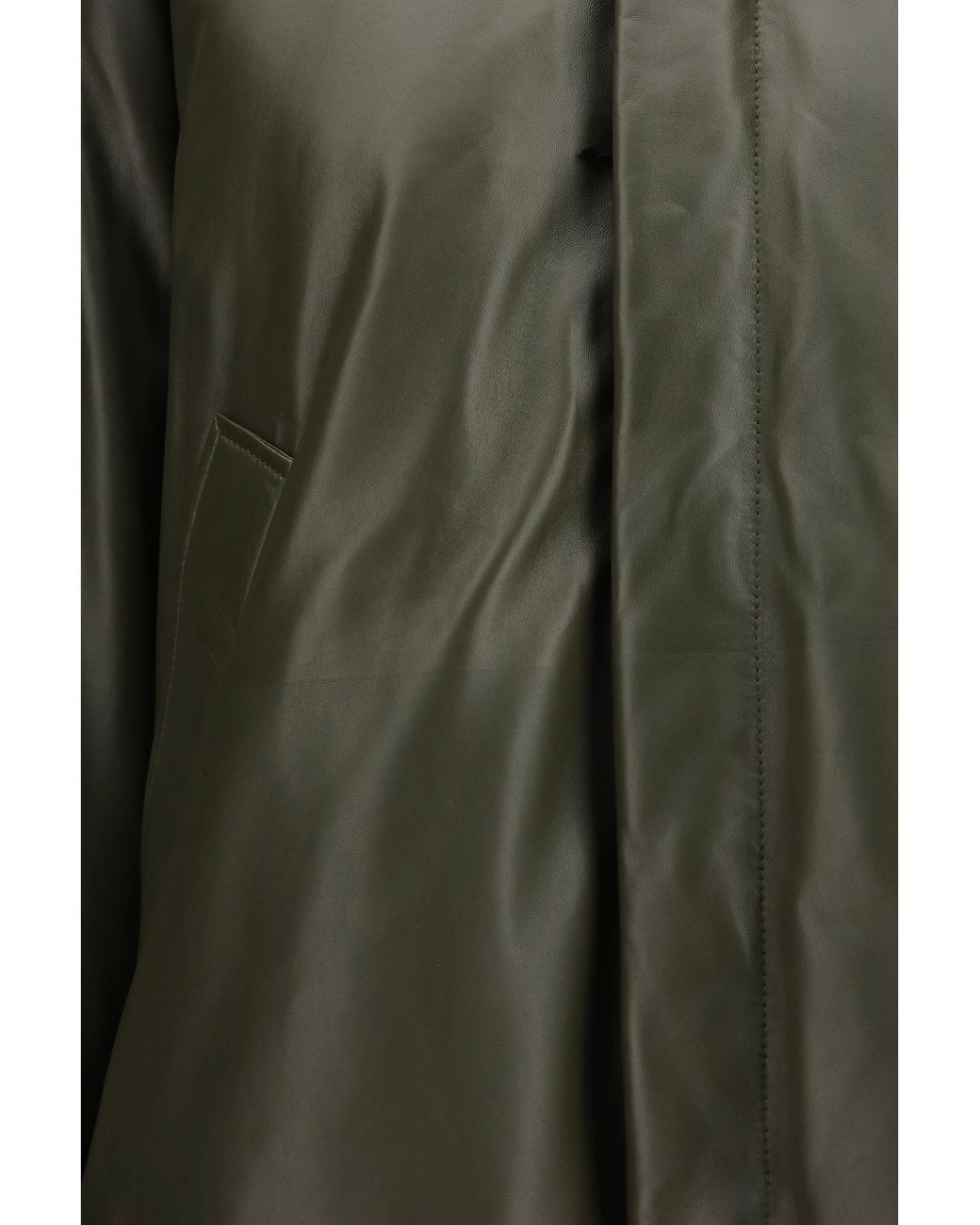 Bottega Veneta Green Glossy Leather Padded Jacket