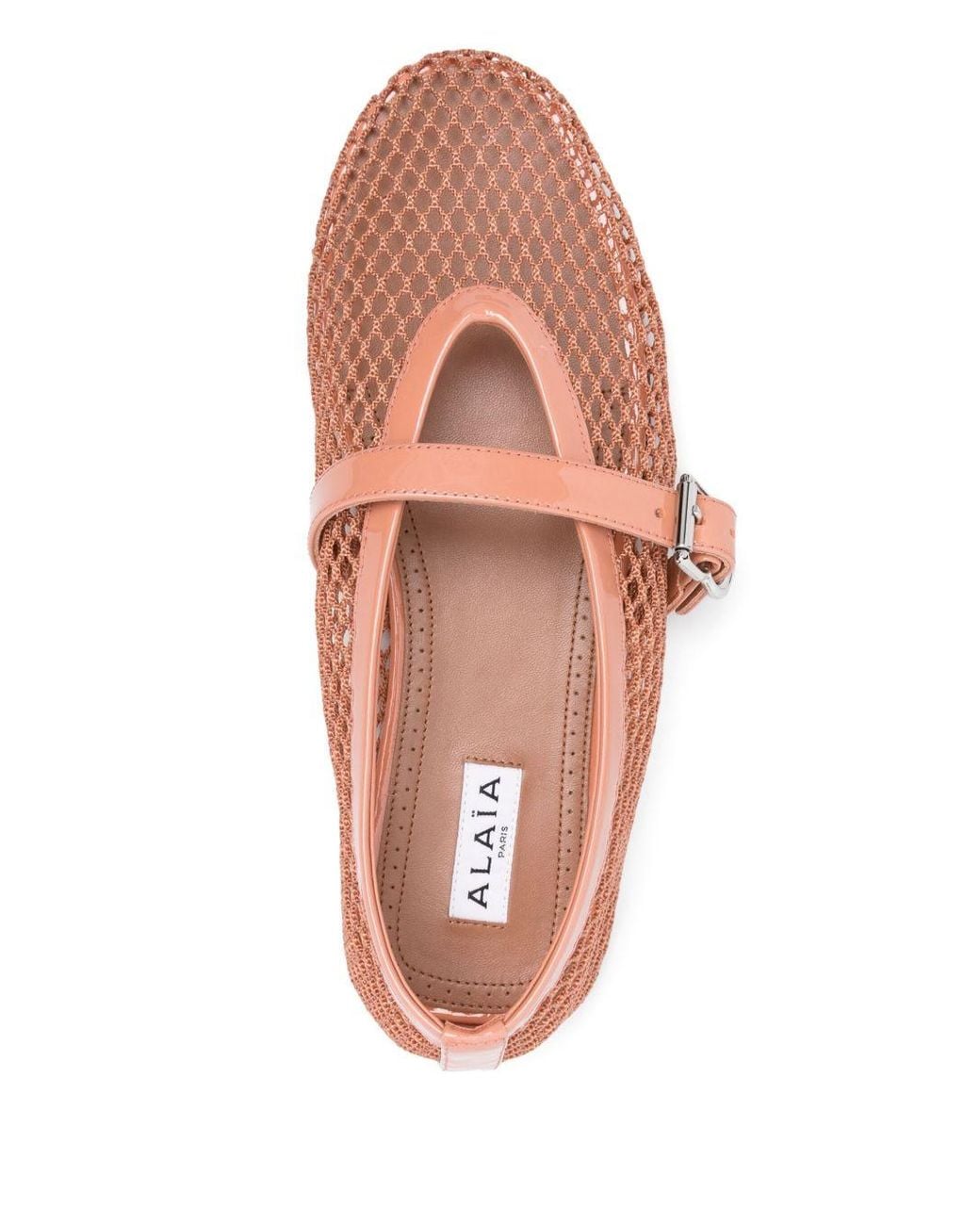 Alaïa Pink Nude Patent Leather Ballerina With Mesh