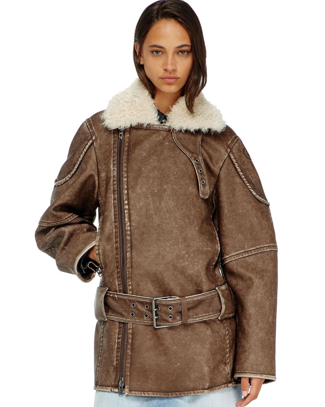 DIESEL Brown Aviator-Biker Style Jacket