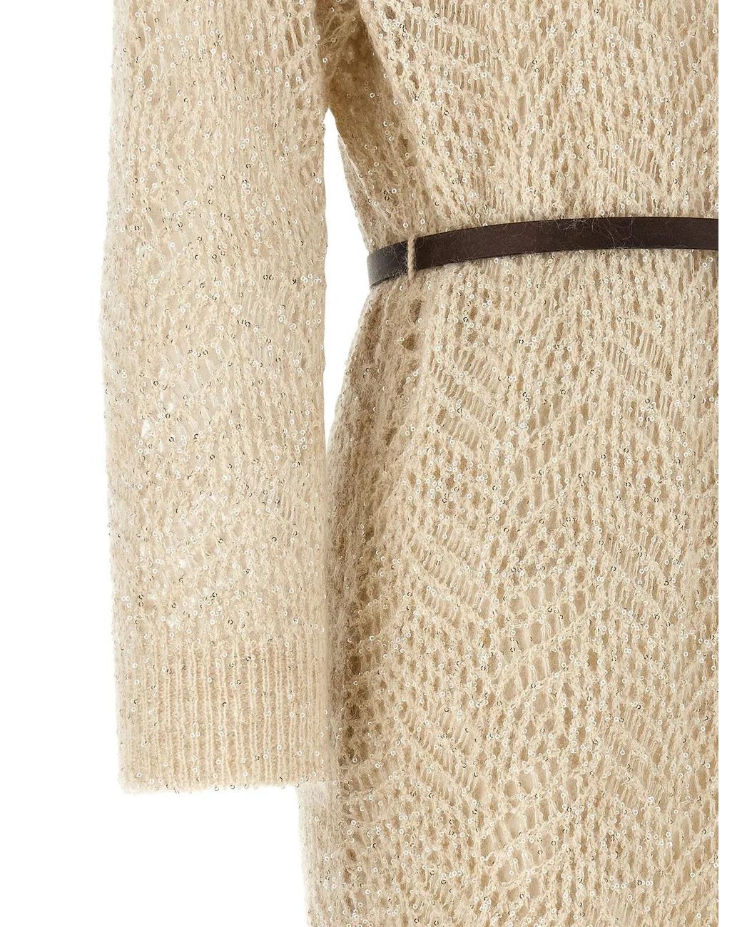 Brunello Cucinelli Natural 'Dazzling Abstact Leaf' Dress
