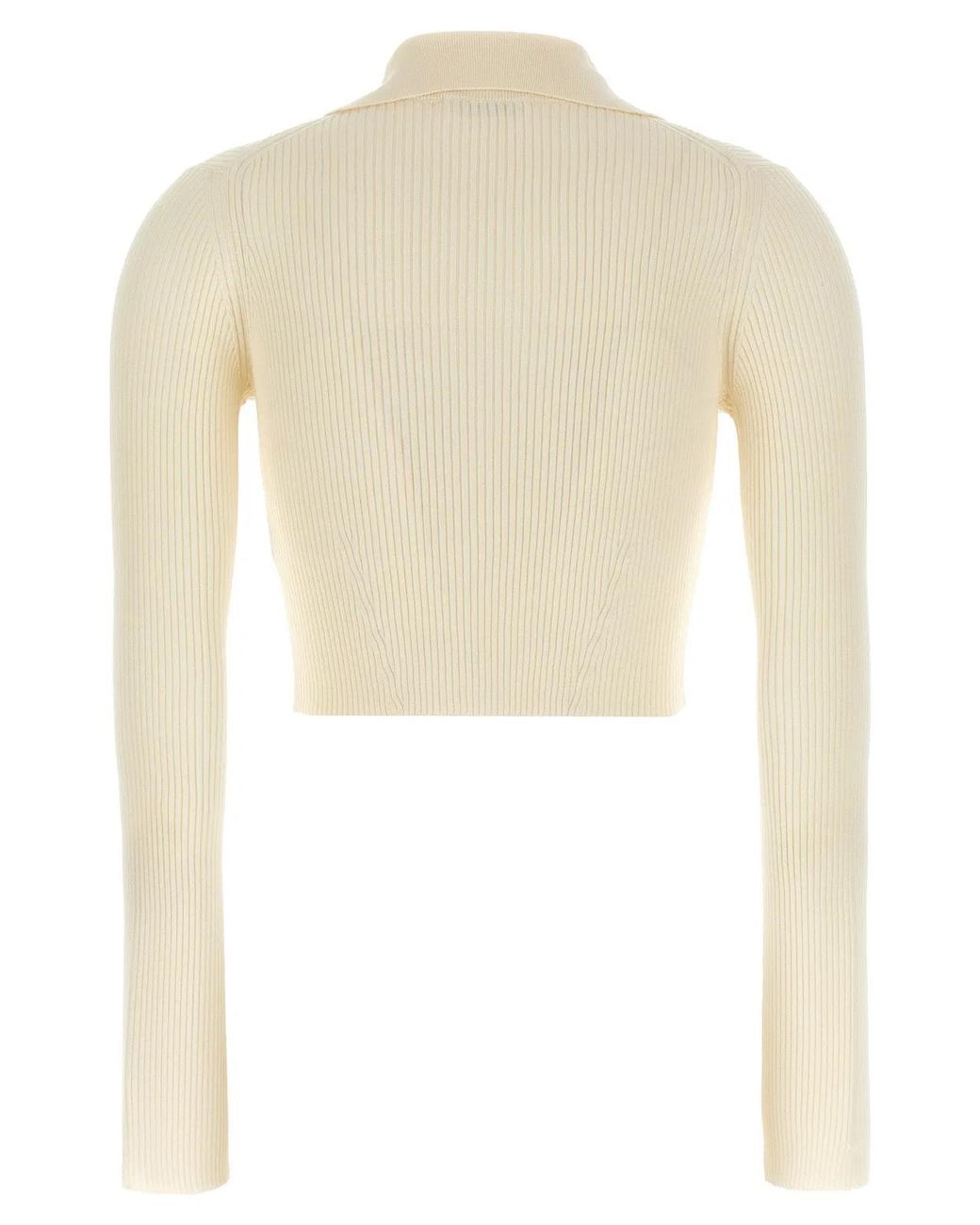 Jil Sander White Ribbed Stretch Wool And Viscose Blend Cardigan
