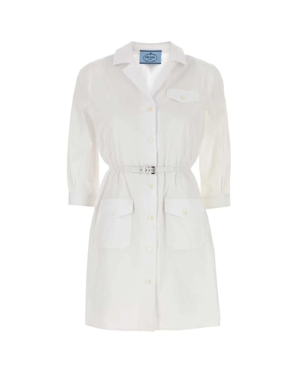 Prada White Poplin Shirt Dress Cotton