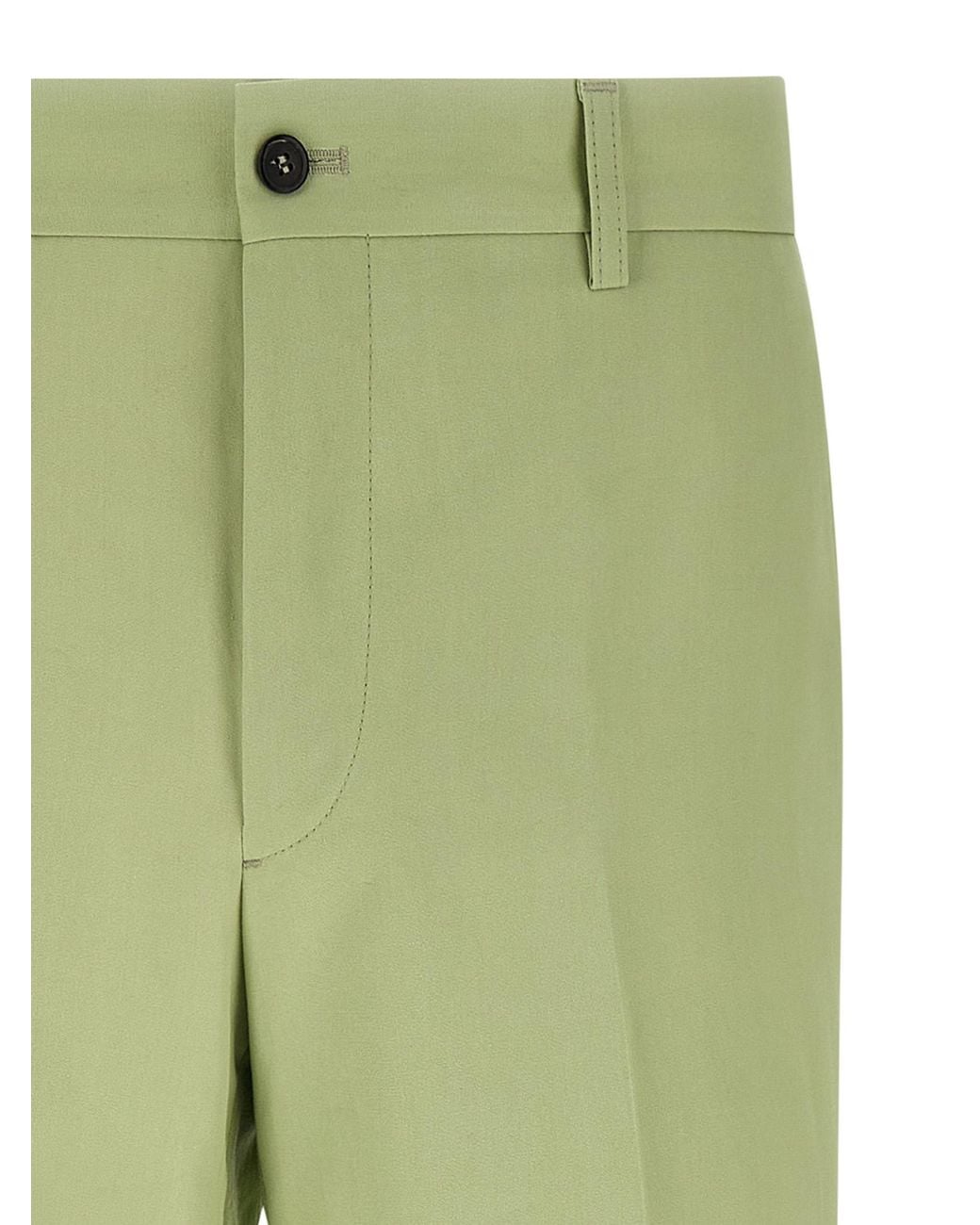 Prada Green Flat Front Trousers for men