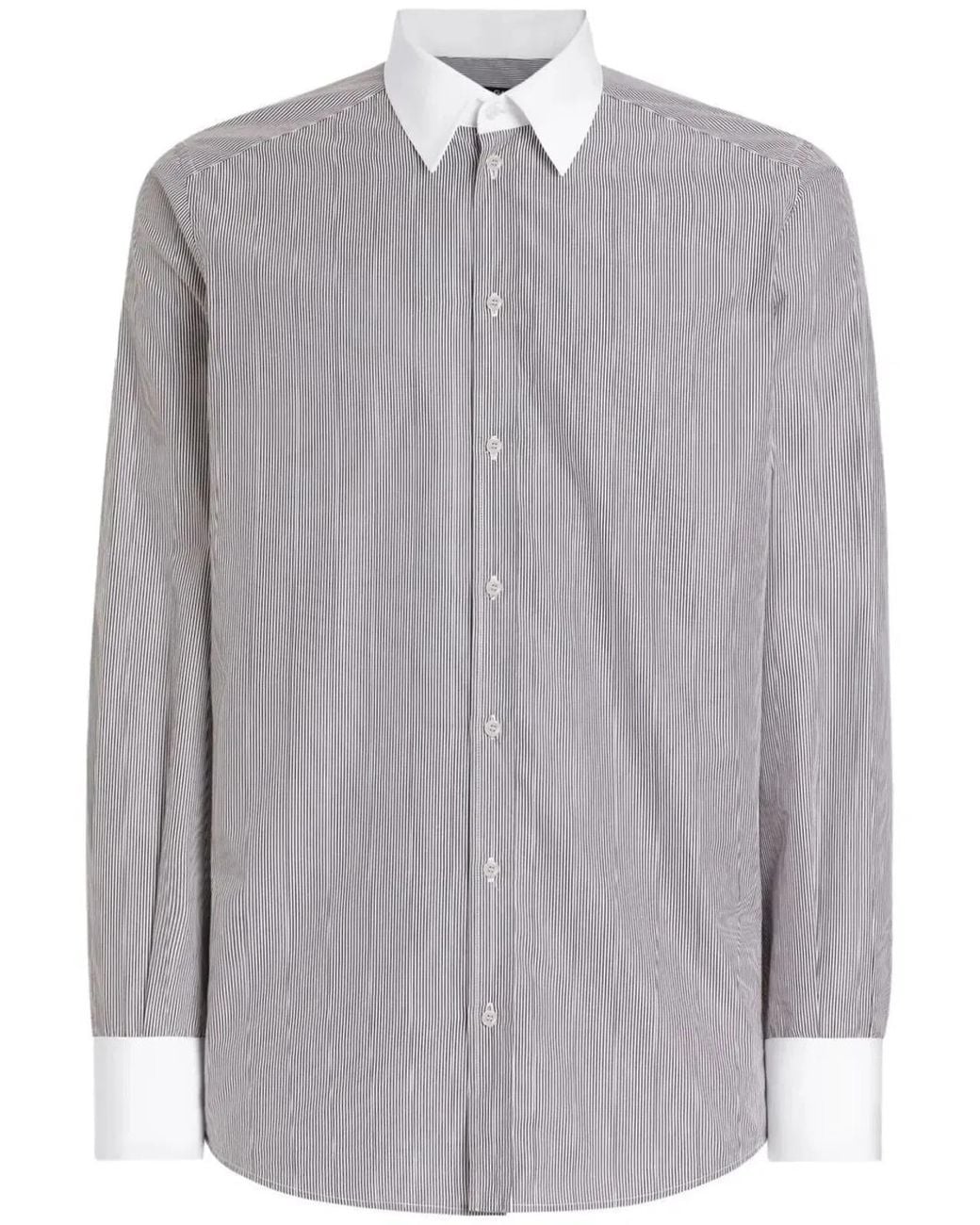 Dolce & Gabbana Gray Dolce & Gabbana Striped Cotton Shirt for men