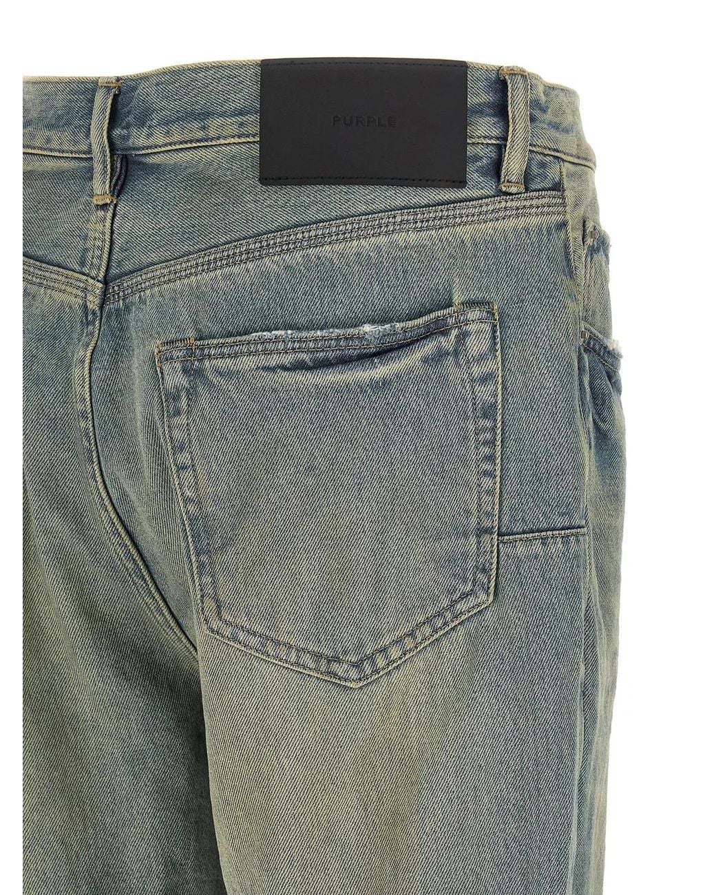 Purple Green 'P026 Dirty Fade Rip Boot' Jeans for men