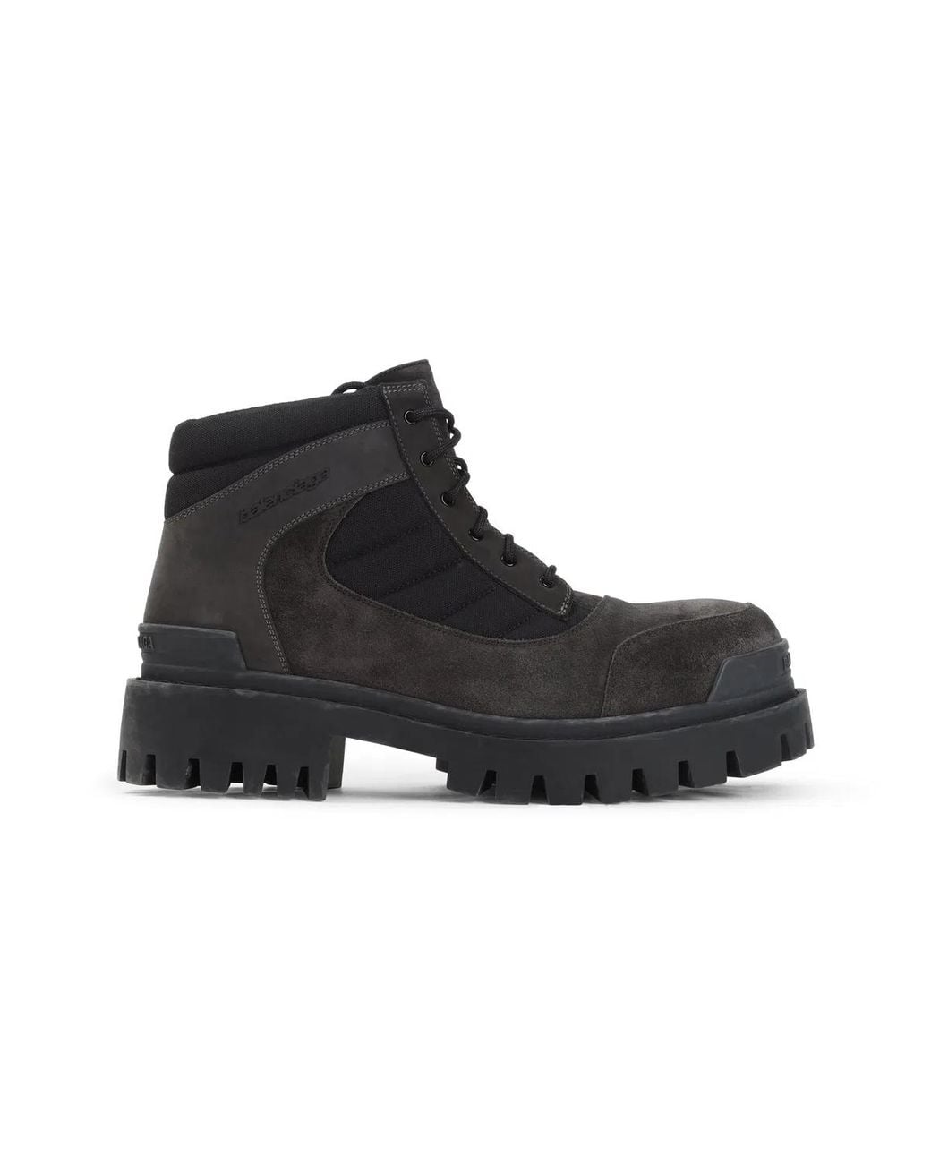 Balenciaga Black Combat Strike Low Laceup Suede Boots for men