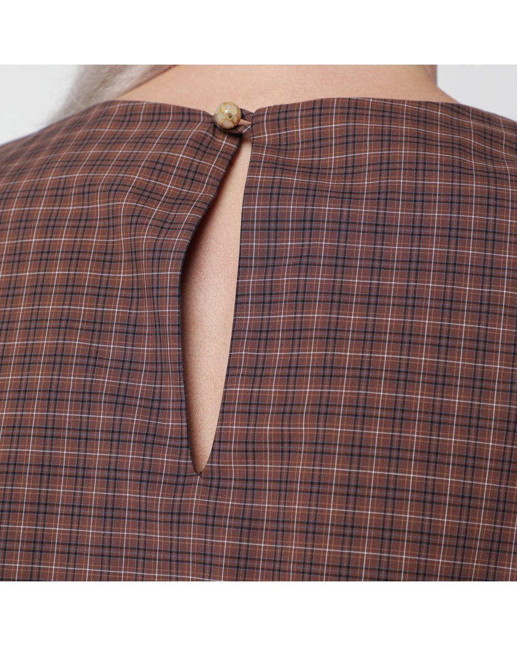 Cordera Brown Checked Balloon Dress