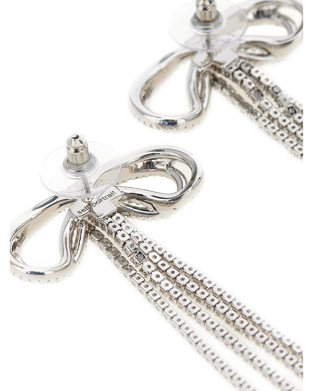 Self-Portrait White Self Portrait 'Double Crystal Bow' Earrings
