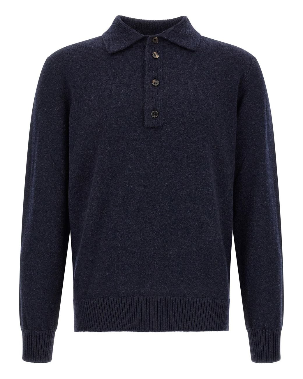 Zegna Blue Wool And Cashmere Polo Shirt for men