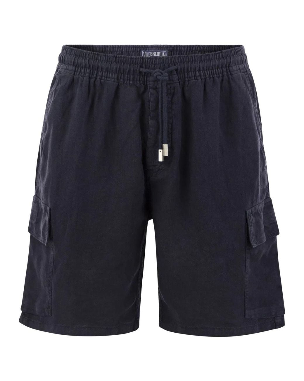 Vilebrequin Blue Linen Cargo Bermuda Shorts for men