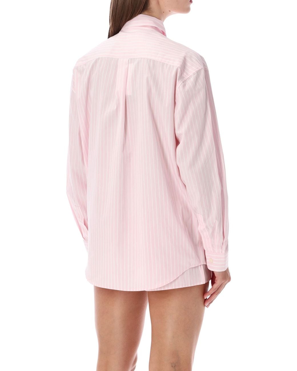 Sporty & Rich Pink Striped Oversized Button-Front Shirt