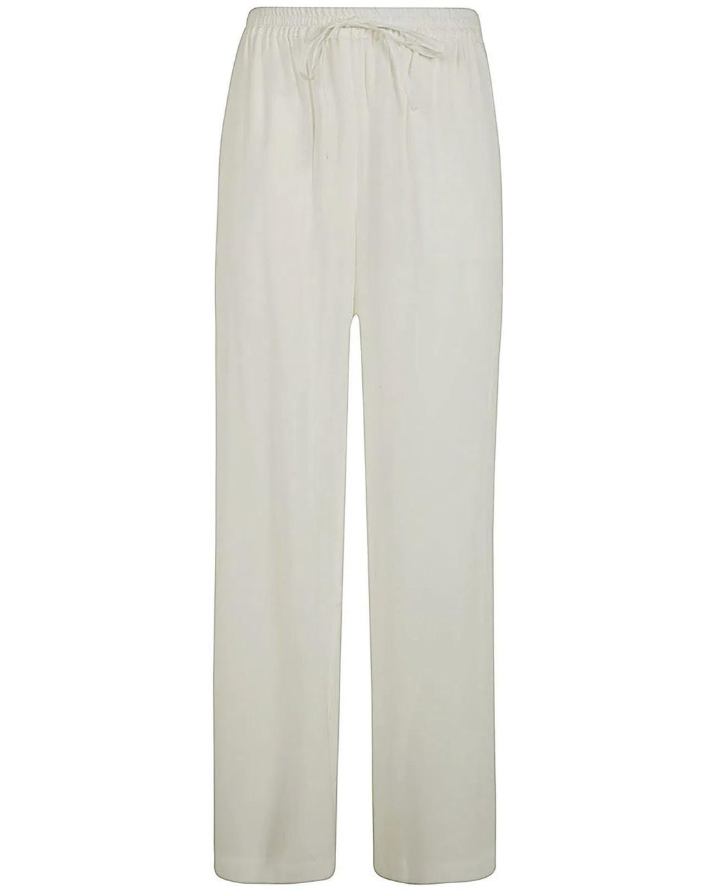 P.A.R.O.S.H. White Wide Leg Silk Trouser