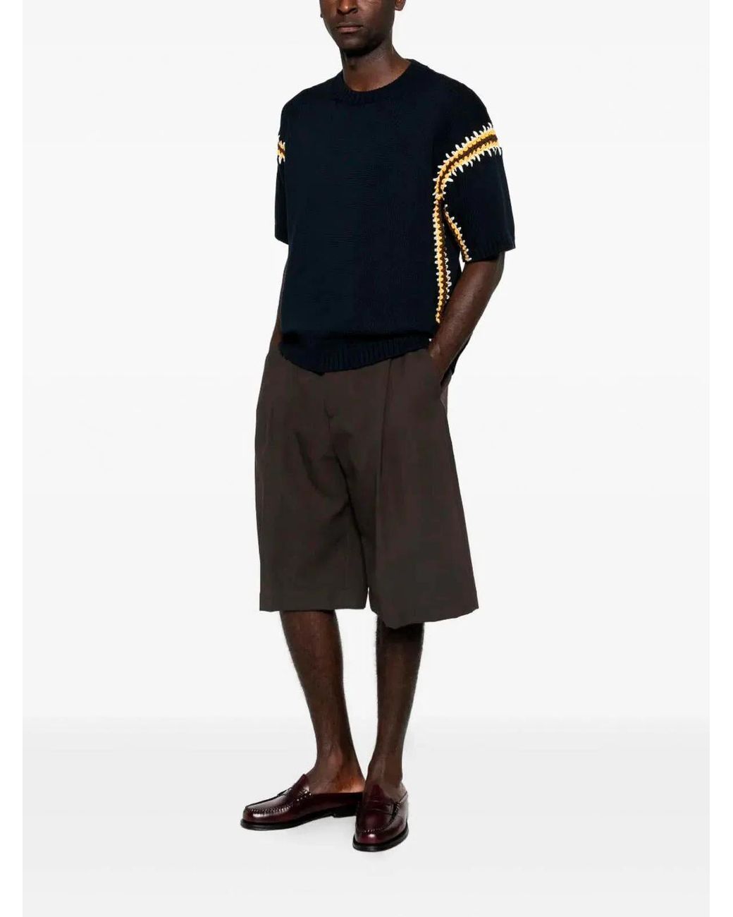 Prada Black Cotton Linen Polo Neck for men