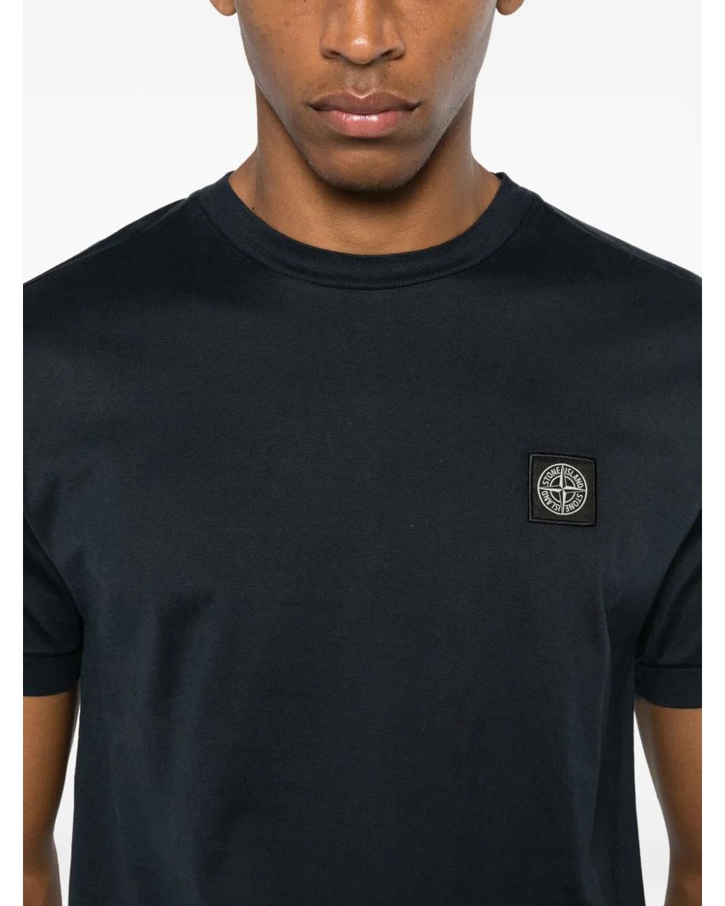 Stone Island Black Slim Fit T-Shirt With Compass Patch for men