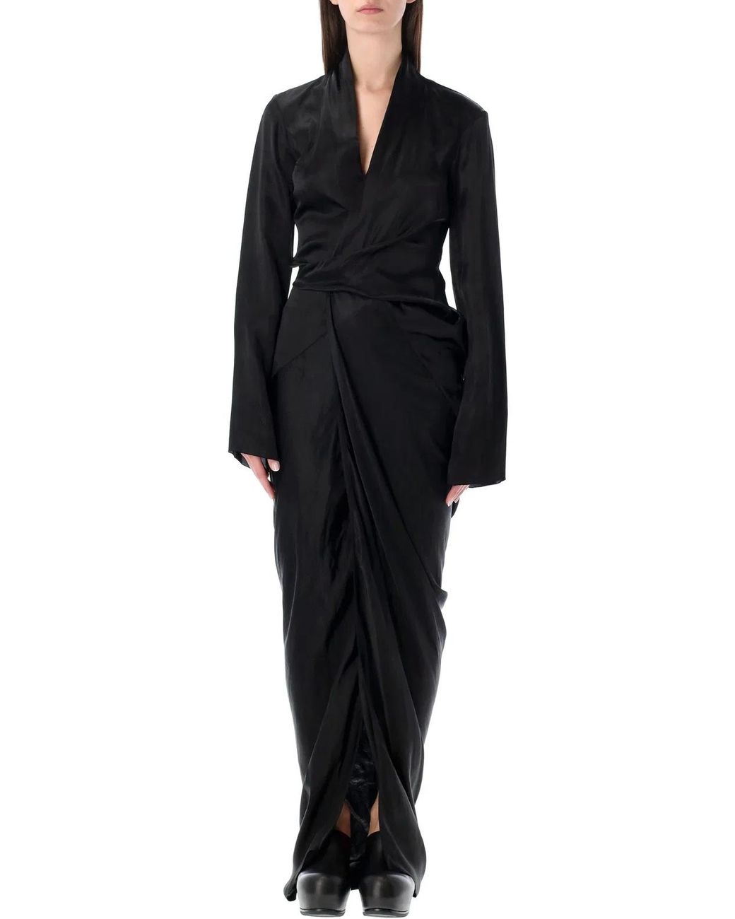 Rick Owens Black Long Wrap Gown