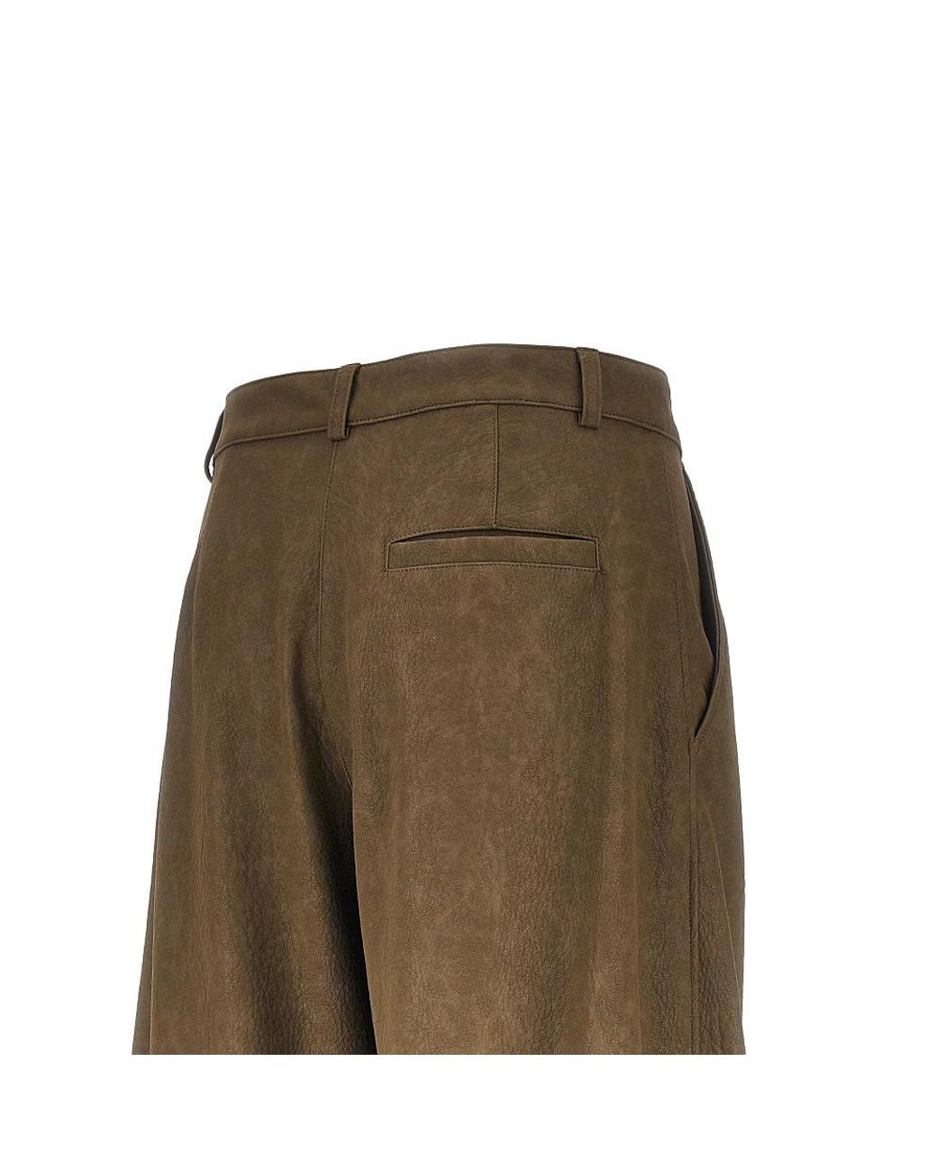 Pinko Green Nubuck-Effect Fabric Pants