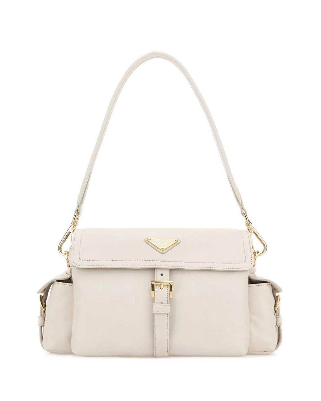 Prada White Ivory Nappa Leather Explore Shoulder Bag