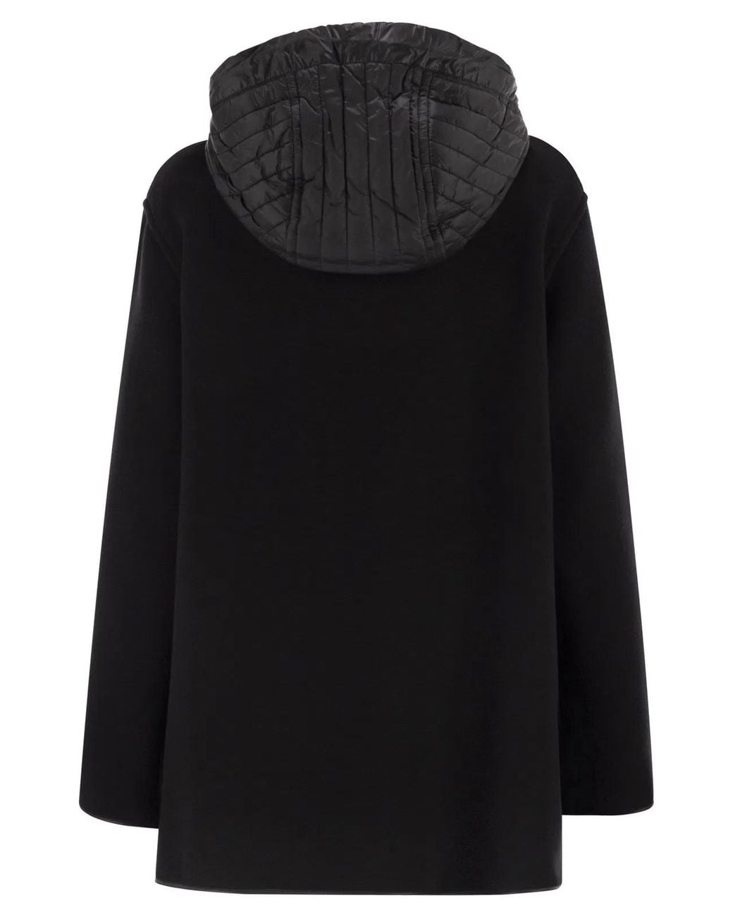 Fay Black Two-Material Wool And Cashmere Caban Coat