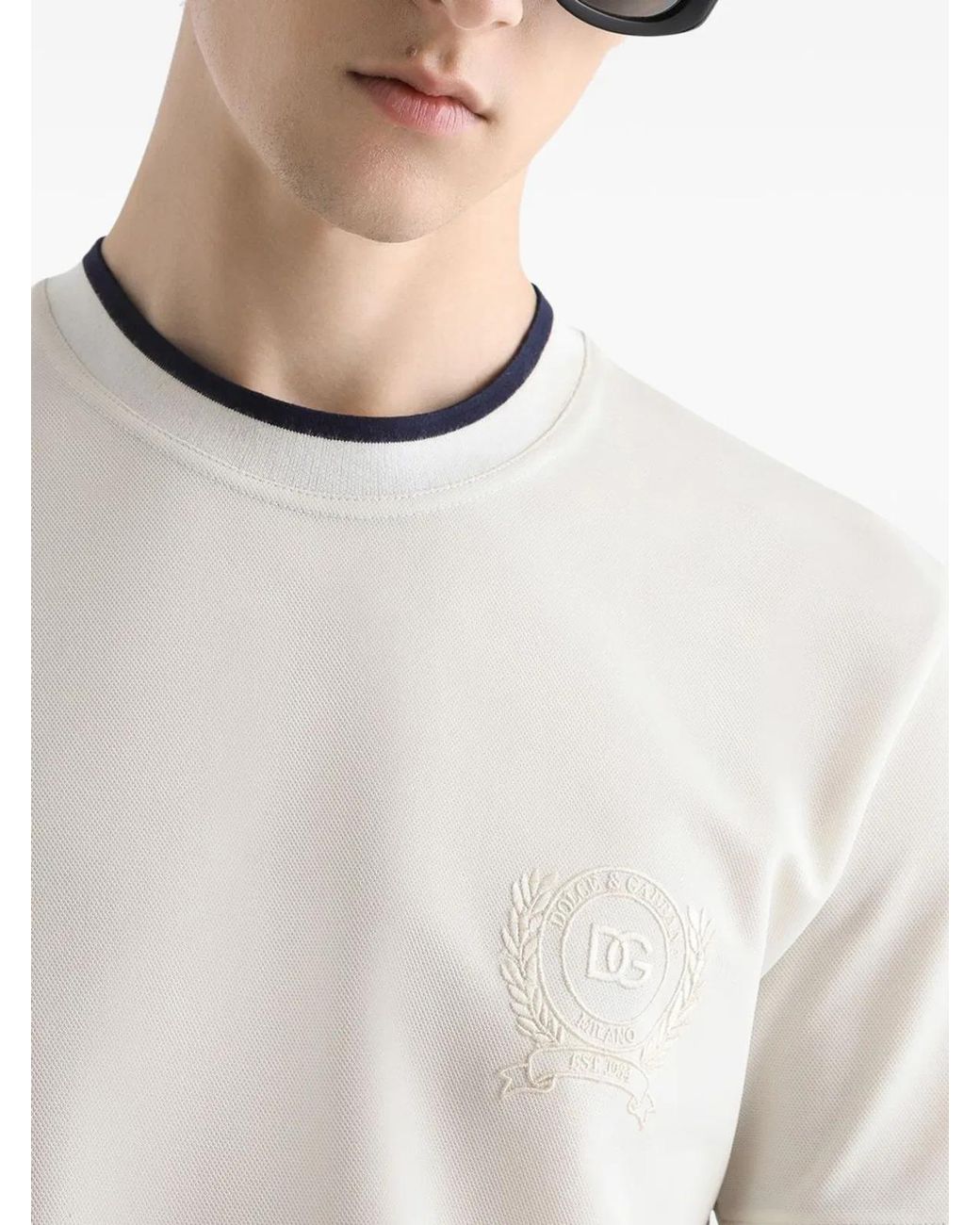 Dolce & Gabbana White Dolce & Gabbana Technical Pique T-Shirt for men