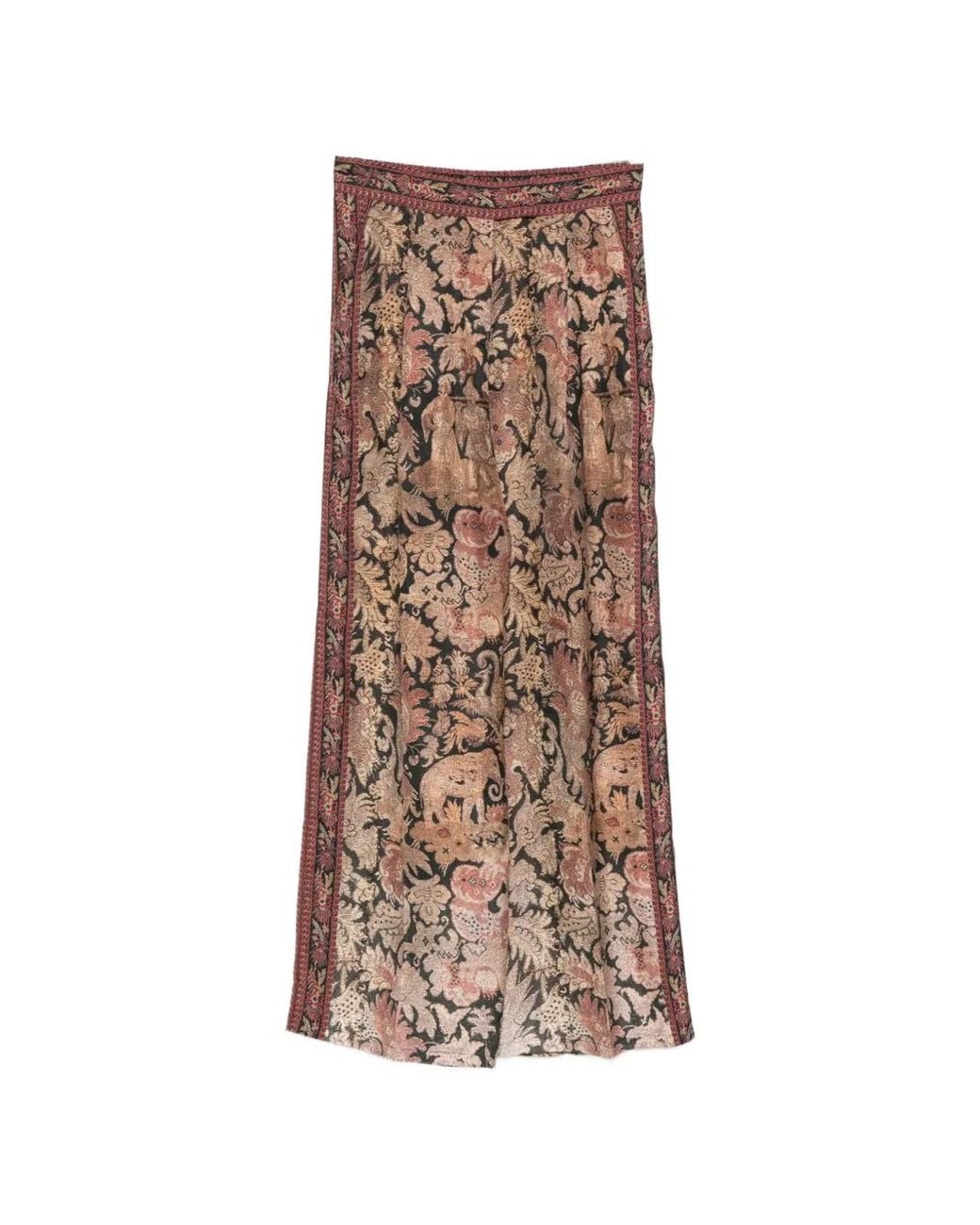 Pierre Louis Mascia Natural Printed Silk Trousers