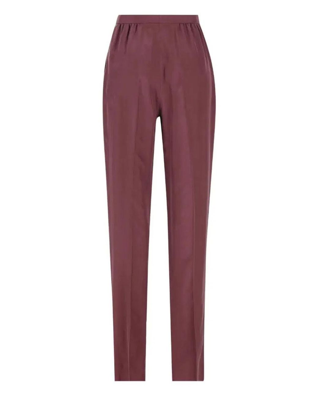 Saint Laurent Red Mid-Rise Silk Habotai Pants