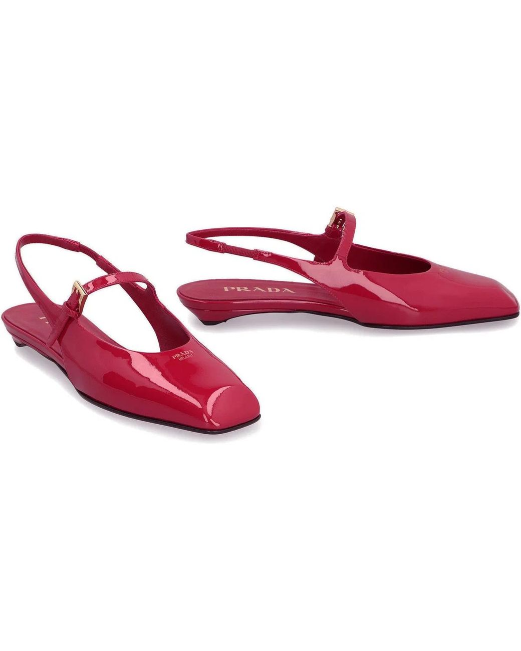 Prada Red Slingback Ballet Flats