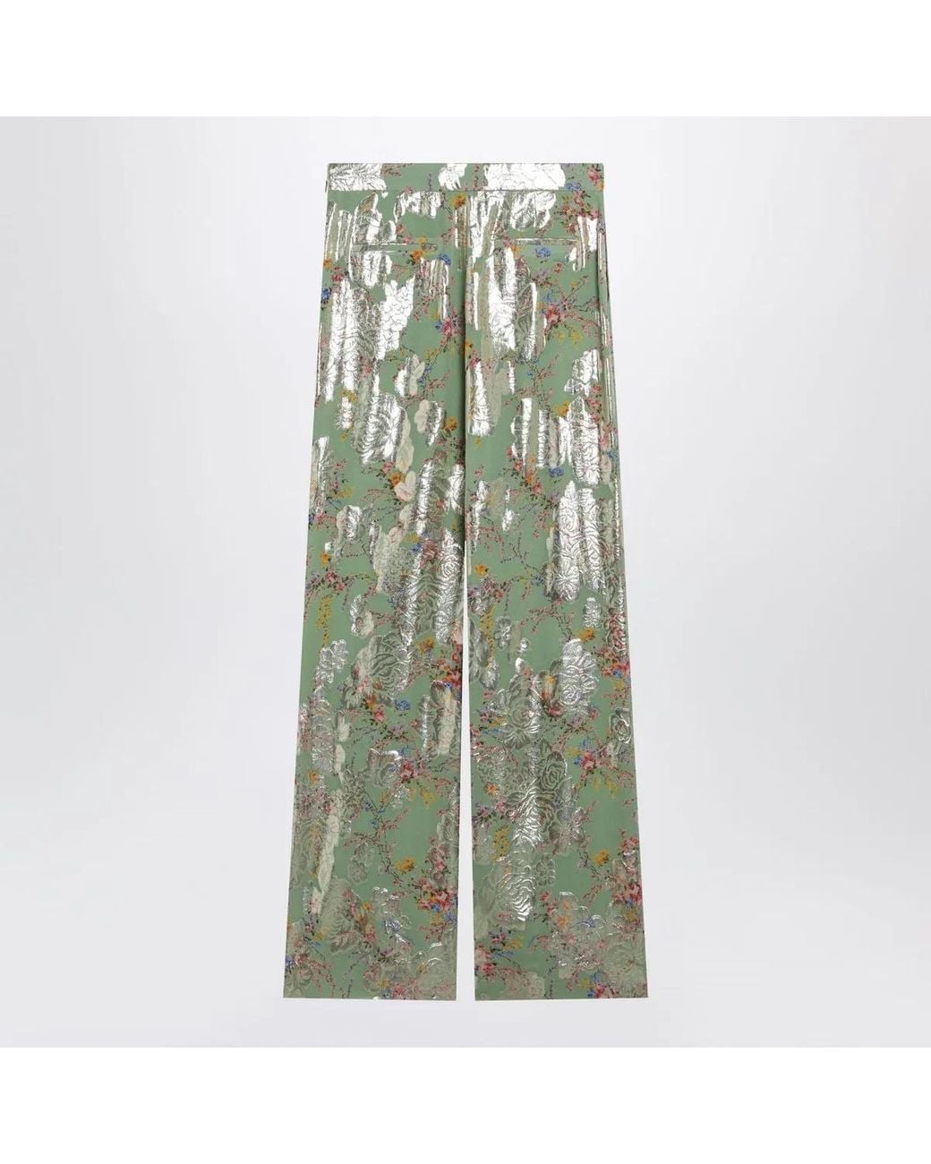 Valentino Garavani Green Silk Trousers With Allover Print