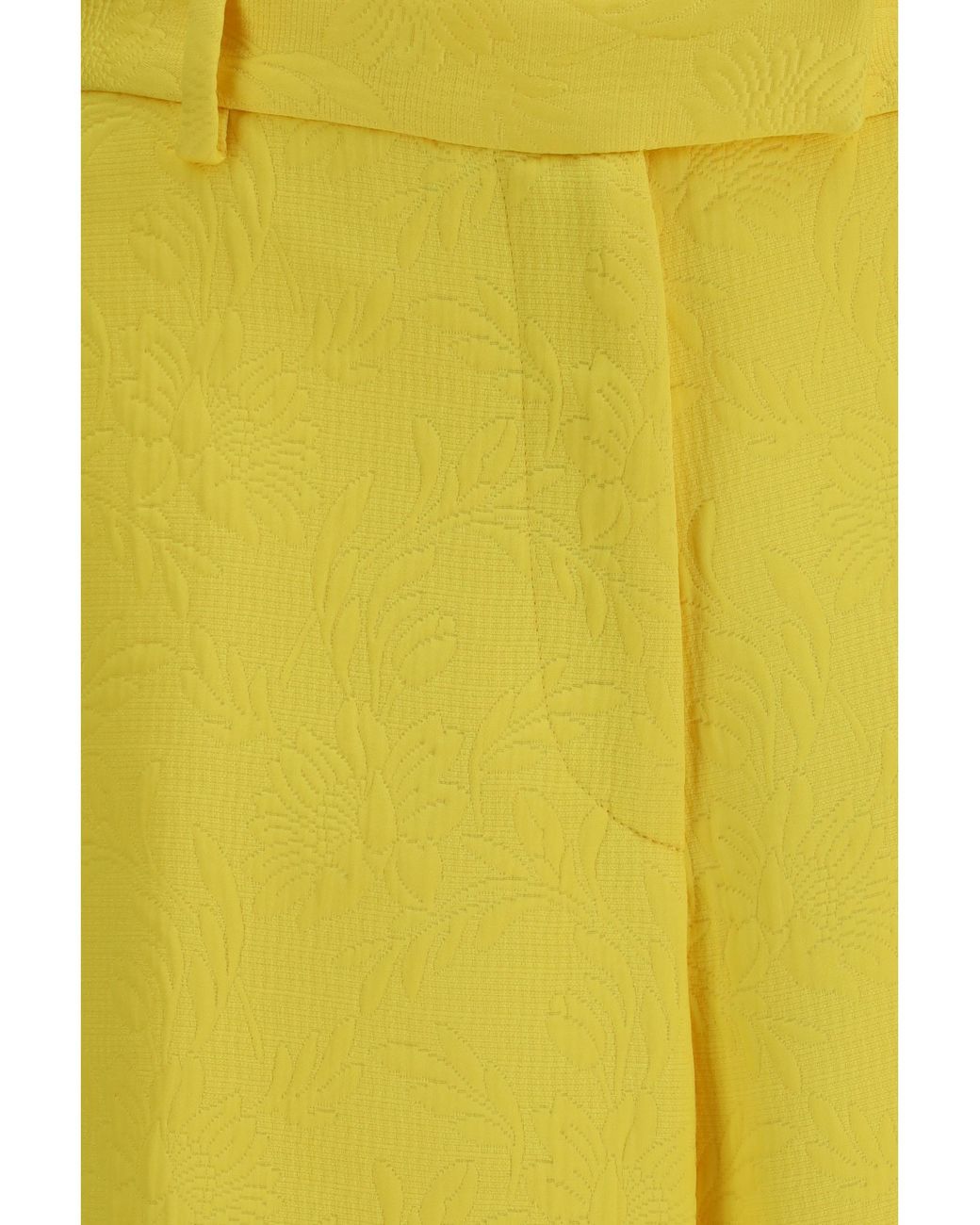 Dries Van Noten Yellow Wide-Leg Pants Jacquard Viscose Trousers