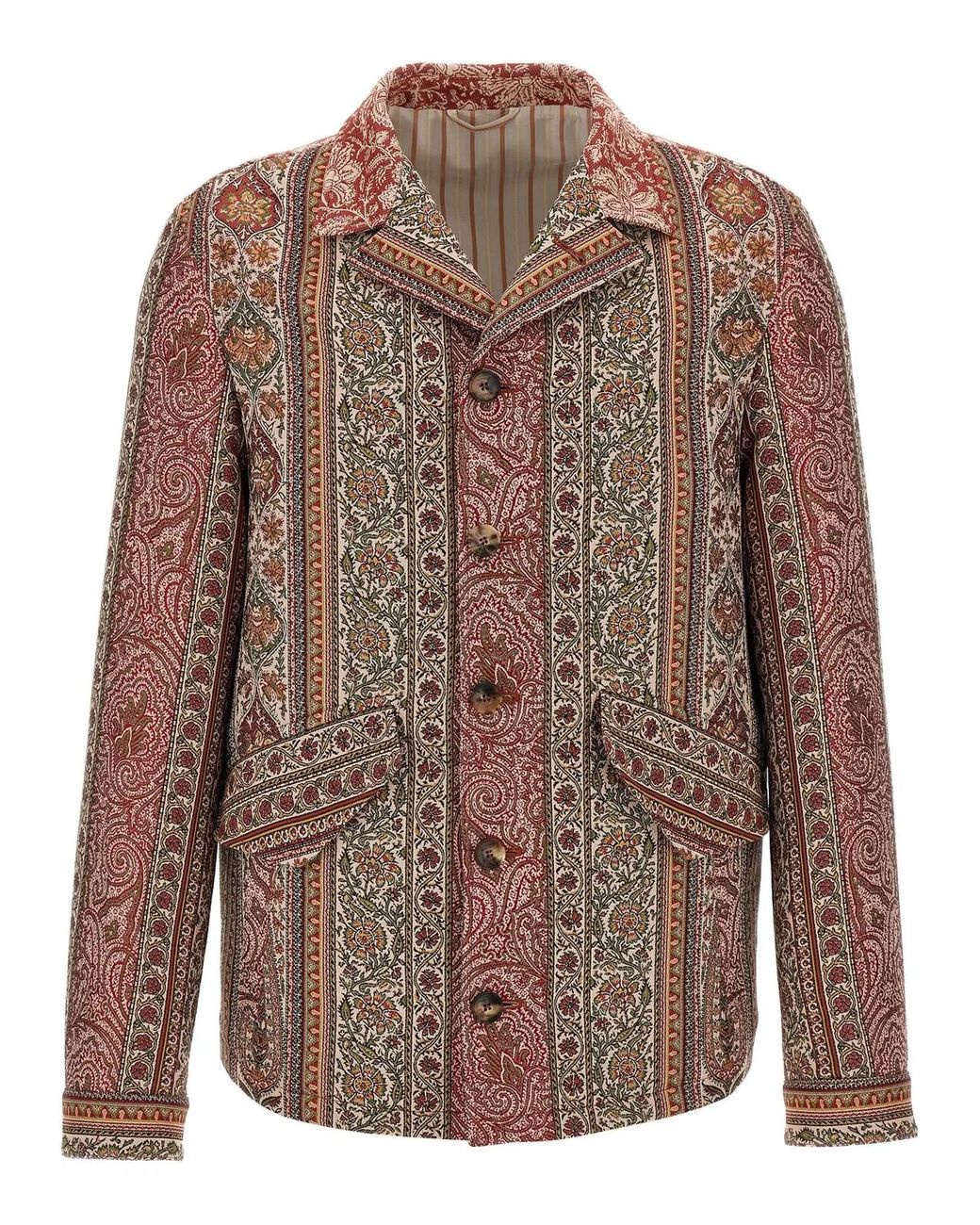 Etro Brown Balmacaan Neck Overshirt for men