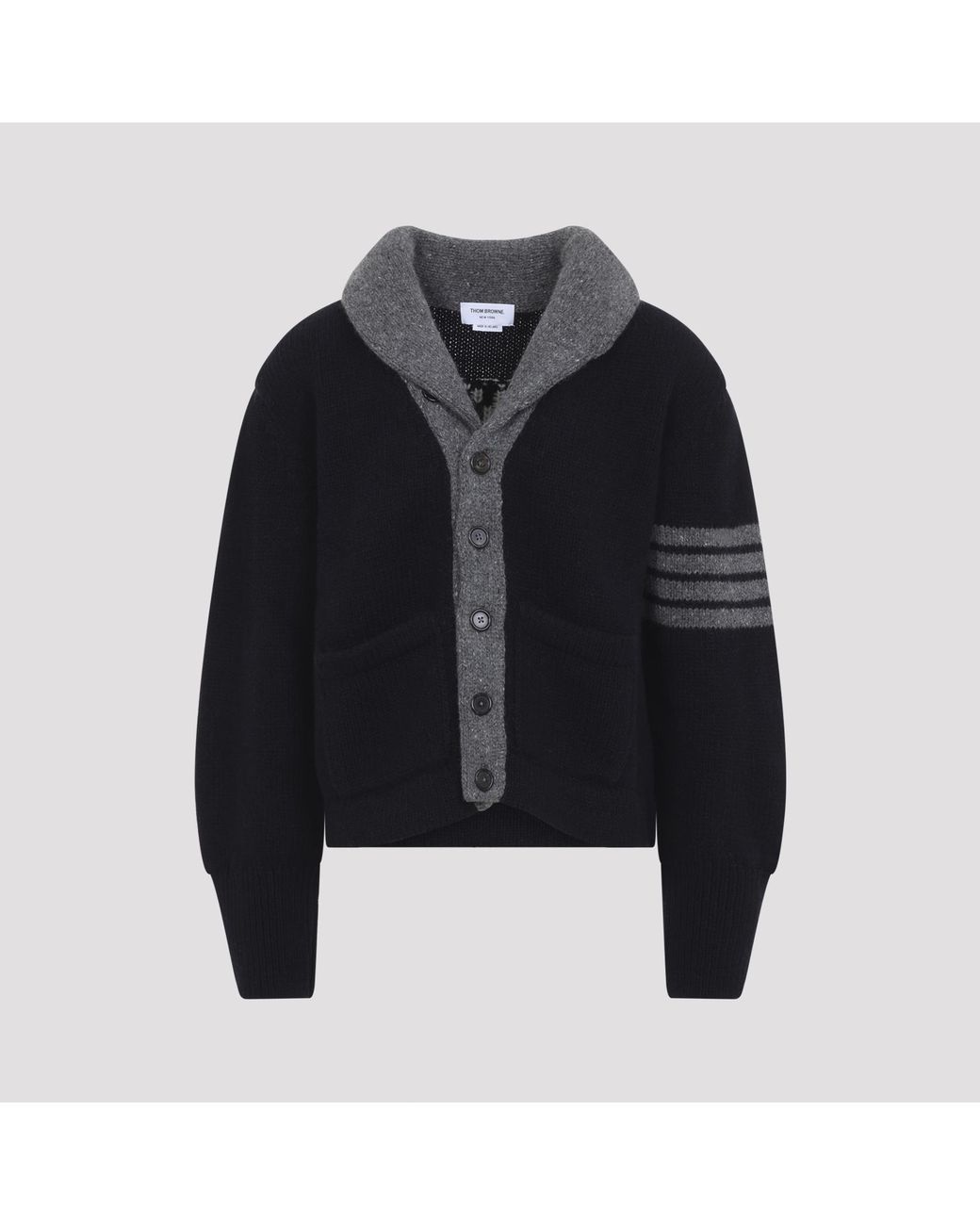 Thom Browne Black Browne 65 Hooded Jersey Cardigan for men