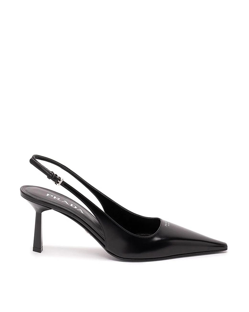 Prada Black Brushed Leather Slingback Pumps