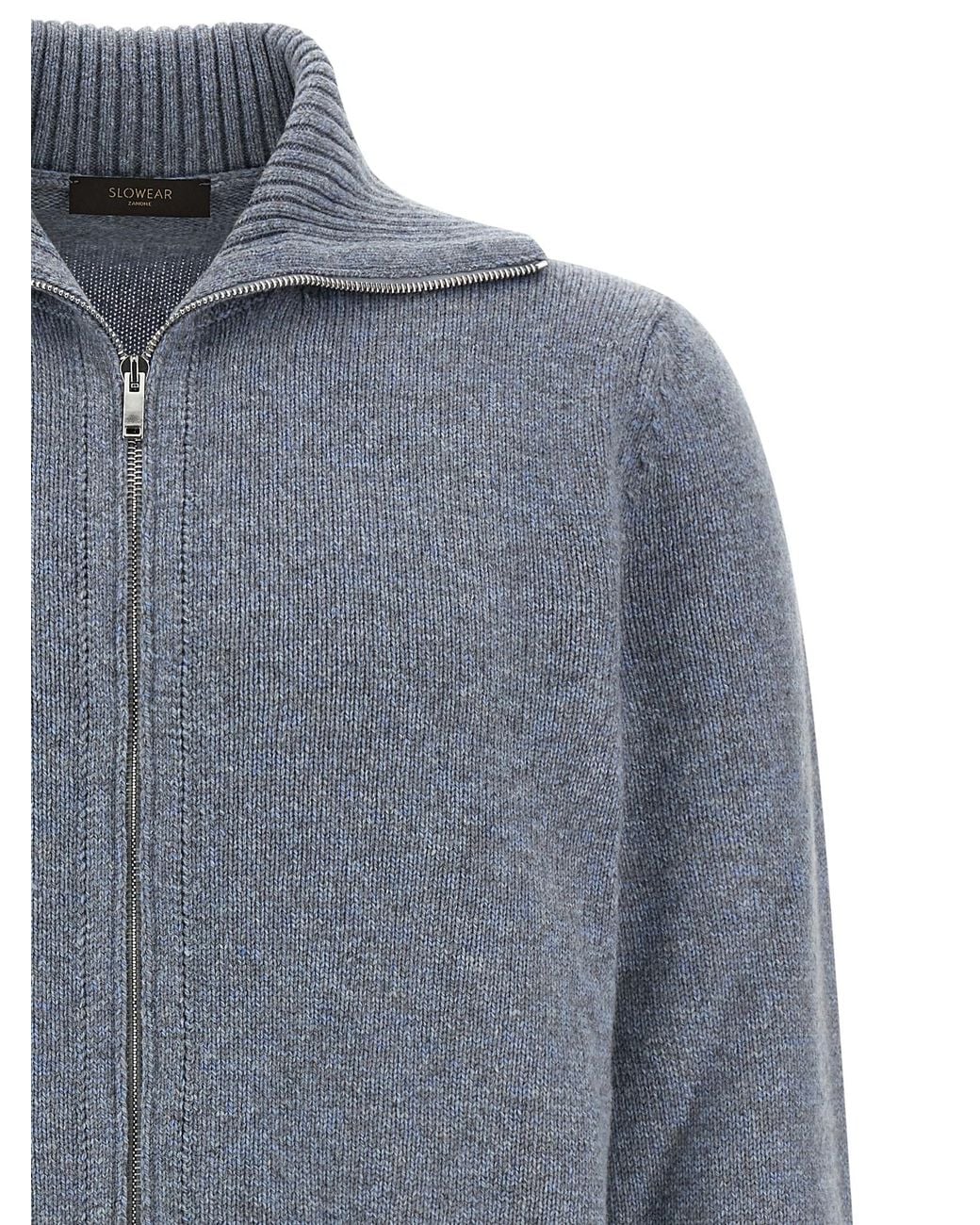 Zanone Gray Virgin Wool Cardigan for men