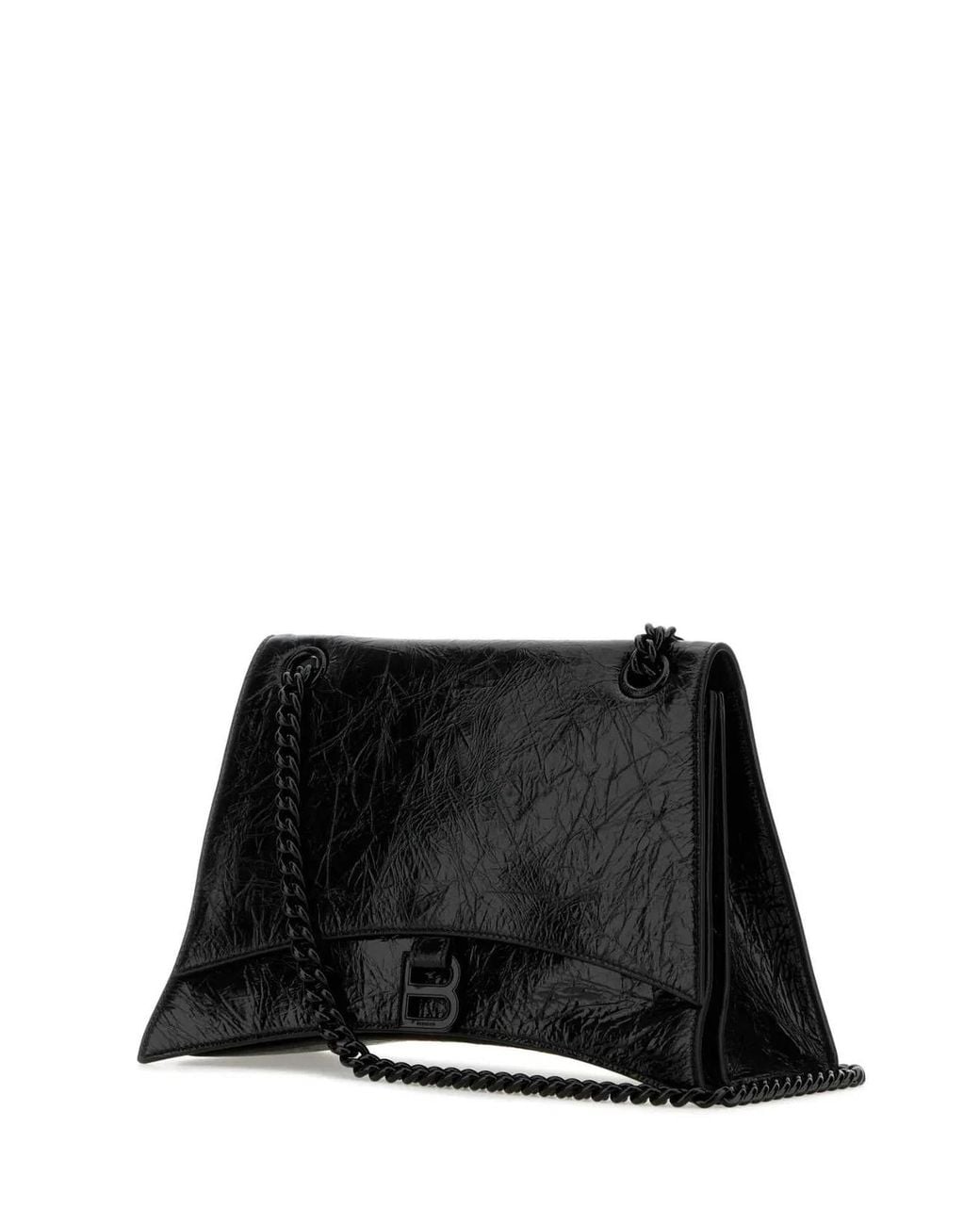 Balenciaga Black Leather Medium Crush Shoulder Bag